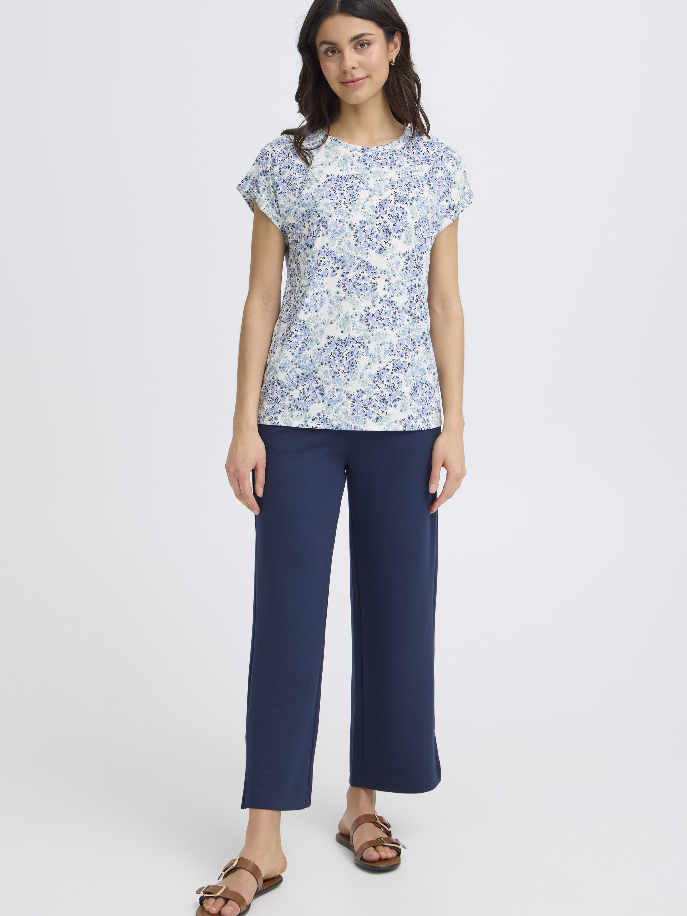 Fransa Seen  Crew Neck Short Sleeve Top
