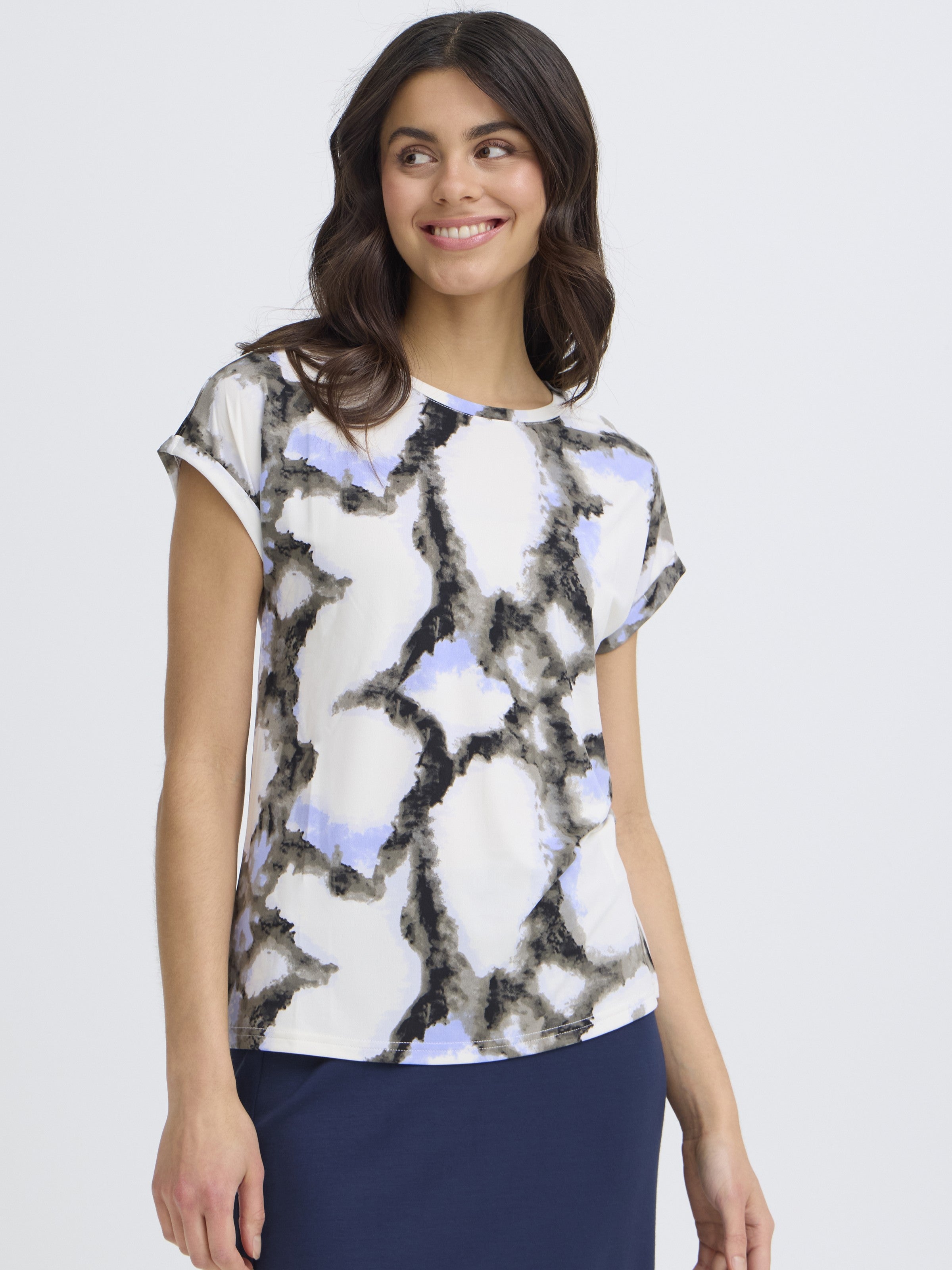 Fransa Seen  Crew Neck Short Sleeve Top