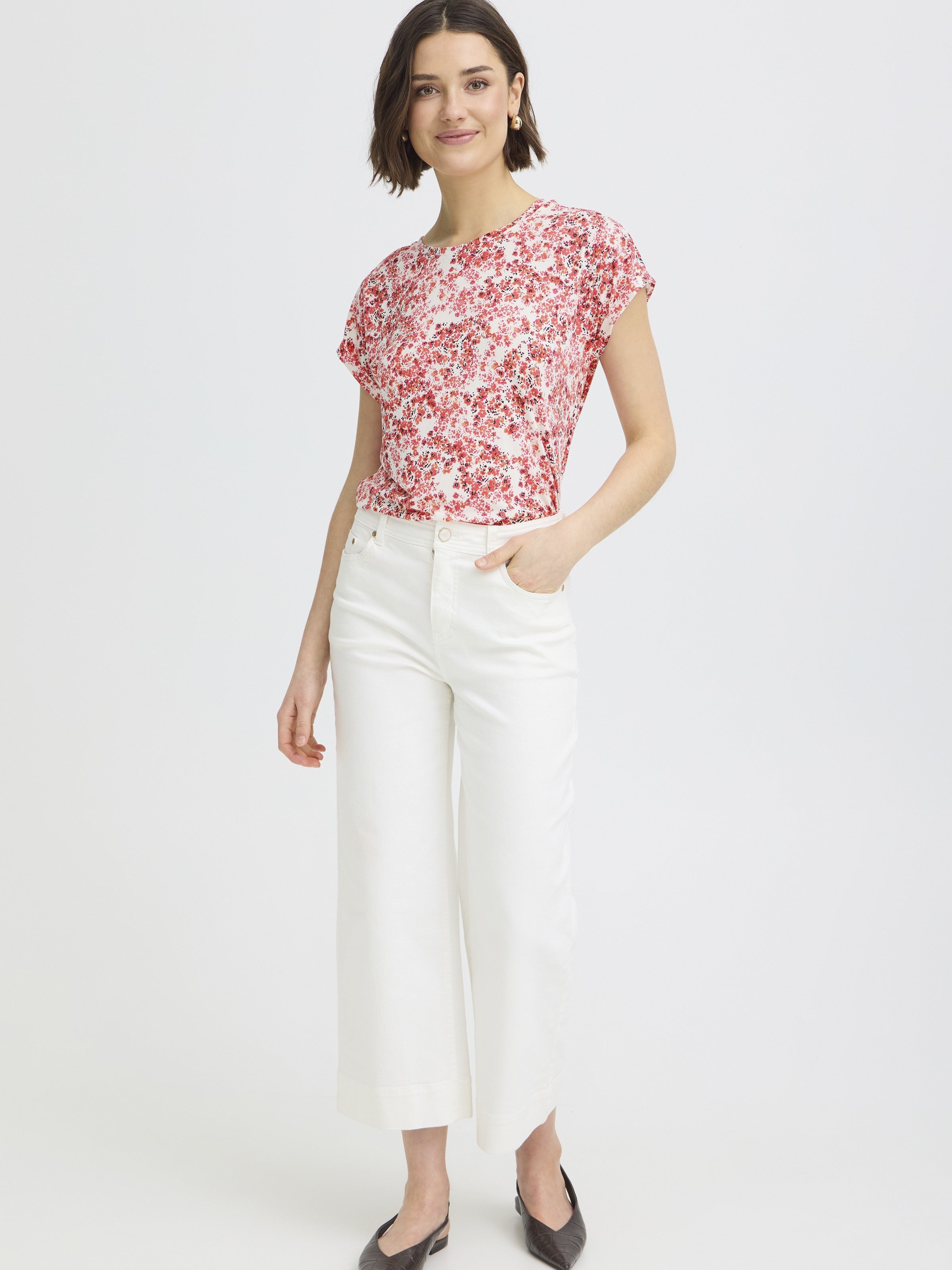 Fransa Seen  Crew Neck Short Sleeve Top