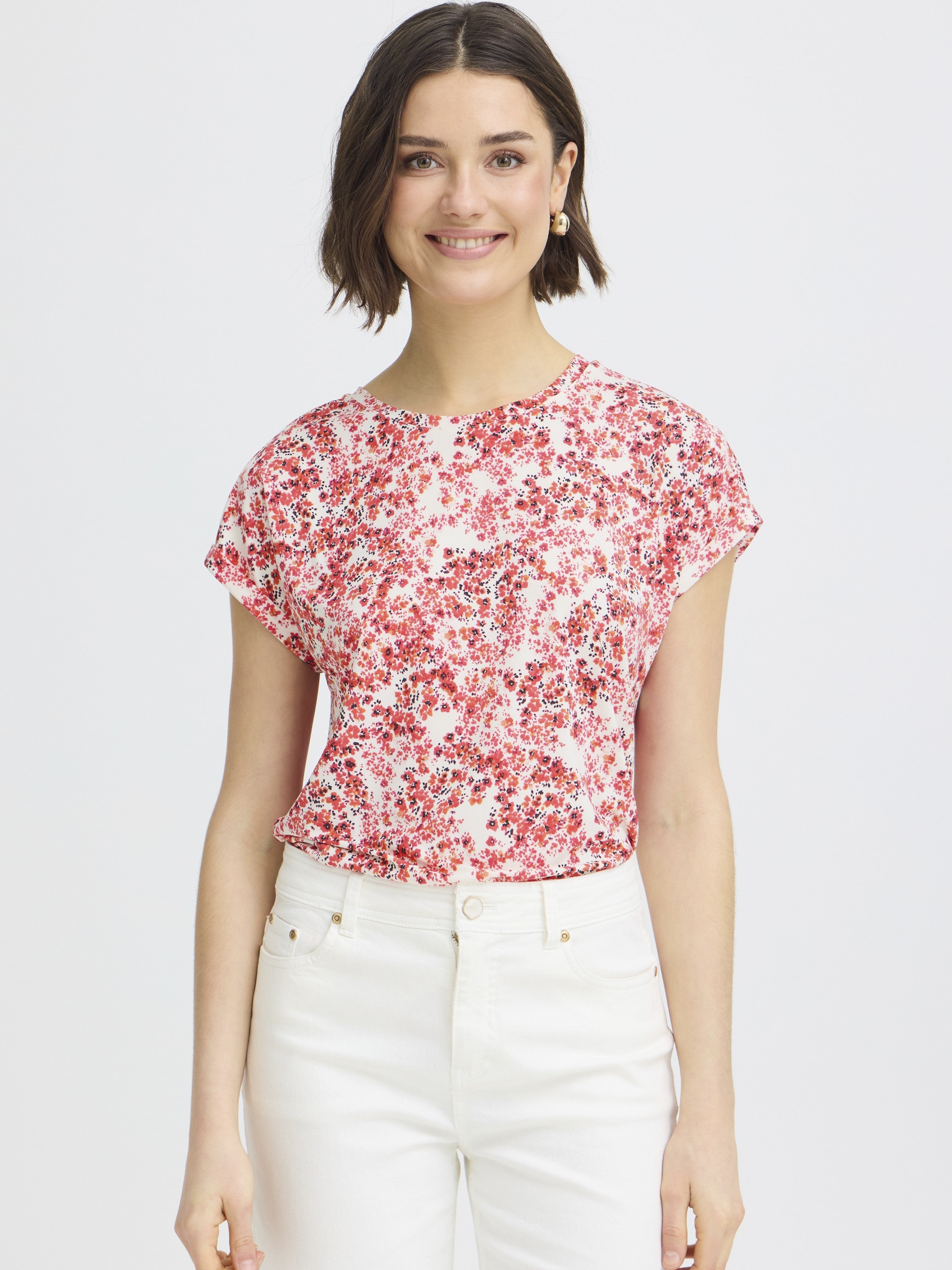 Fransa Seen  Crew Neck Short Sleeve Top