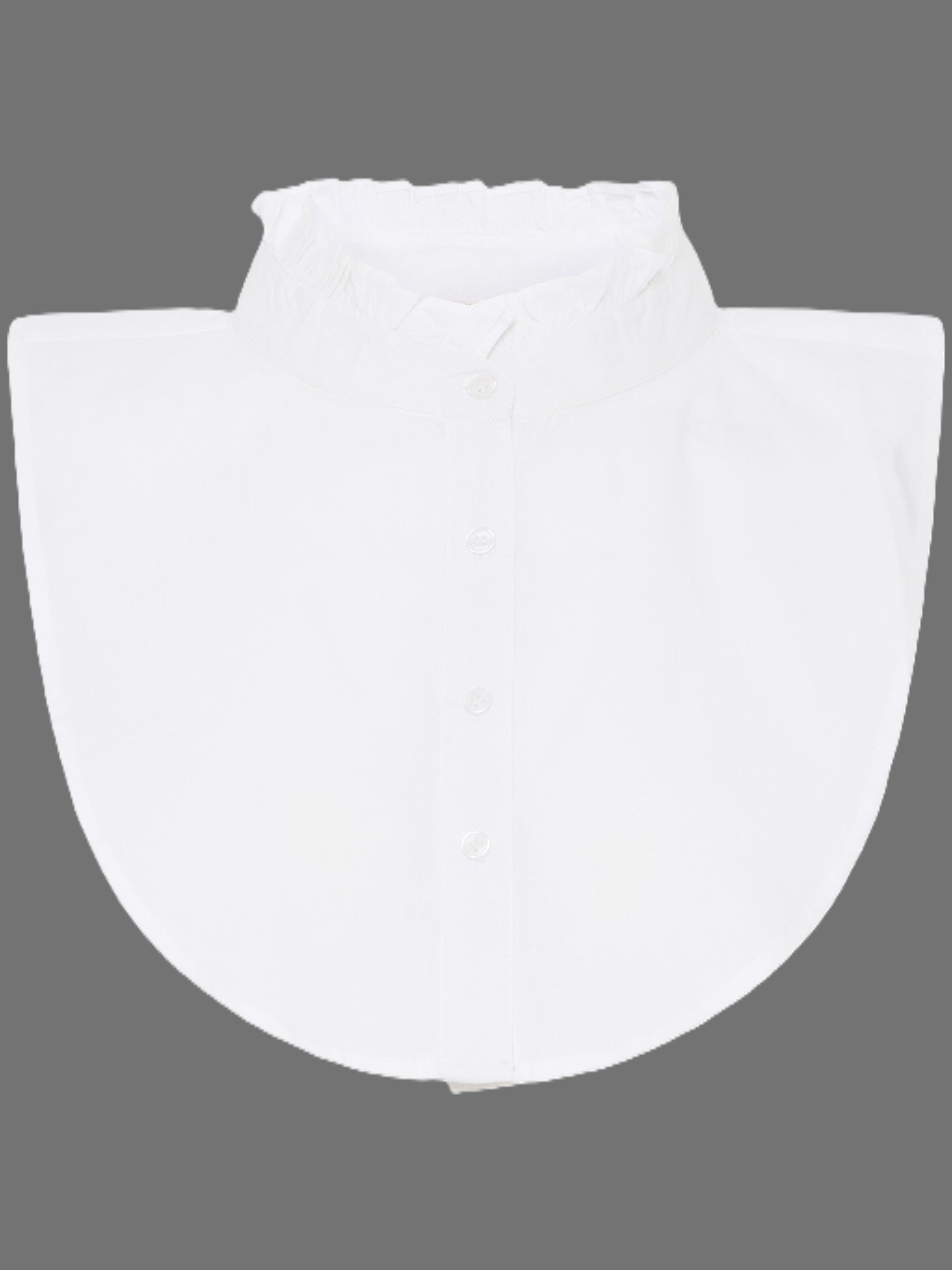 White collar accessory with ruffle detail and button front, Fransa Somia Ruffle Dickie Collar by Fransa