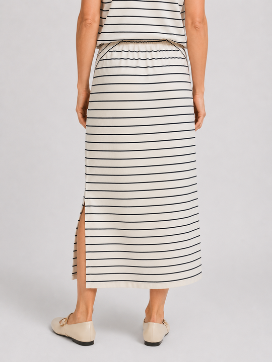 Fransa Fauna Cotton Striped Midi Skirt