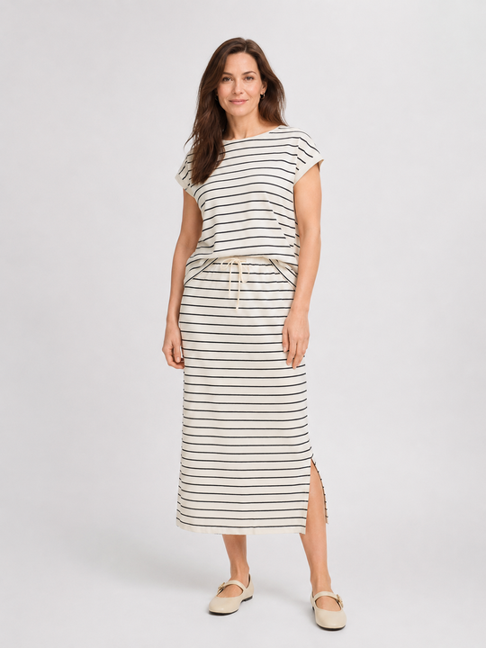 Fransa Fauna Cotton Striped Short Sleeve Top