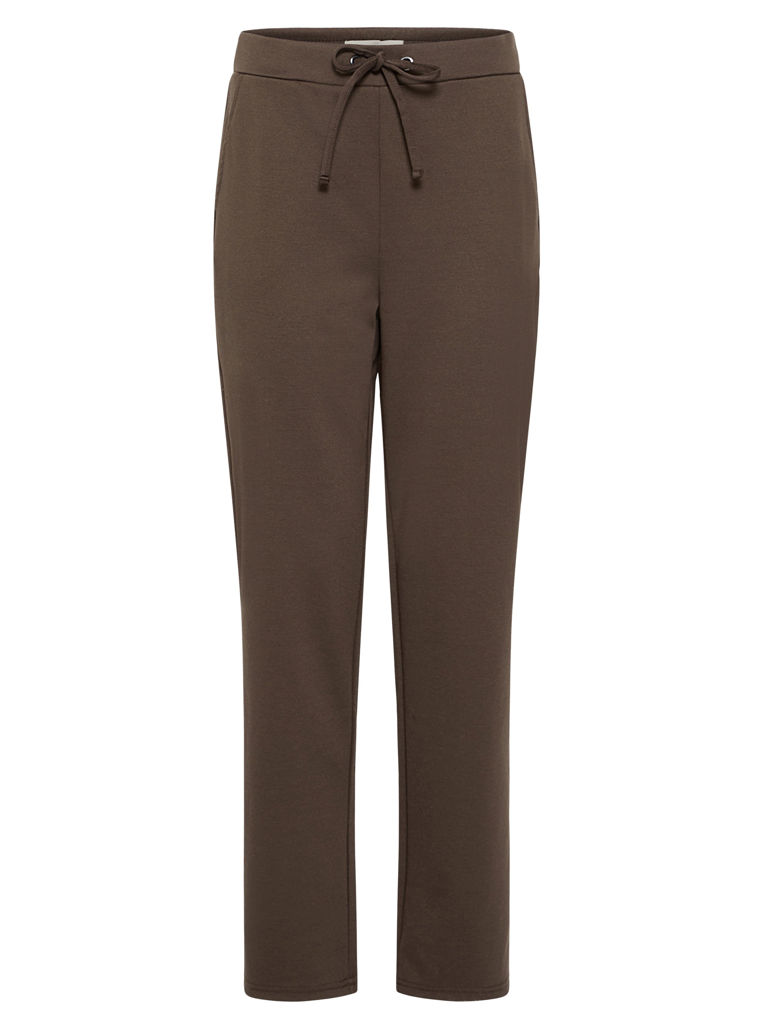 Fransa Jenns Stretch Pant in brown with drawstring waist, designed by Fransa for comfort and casual style.