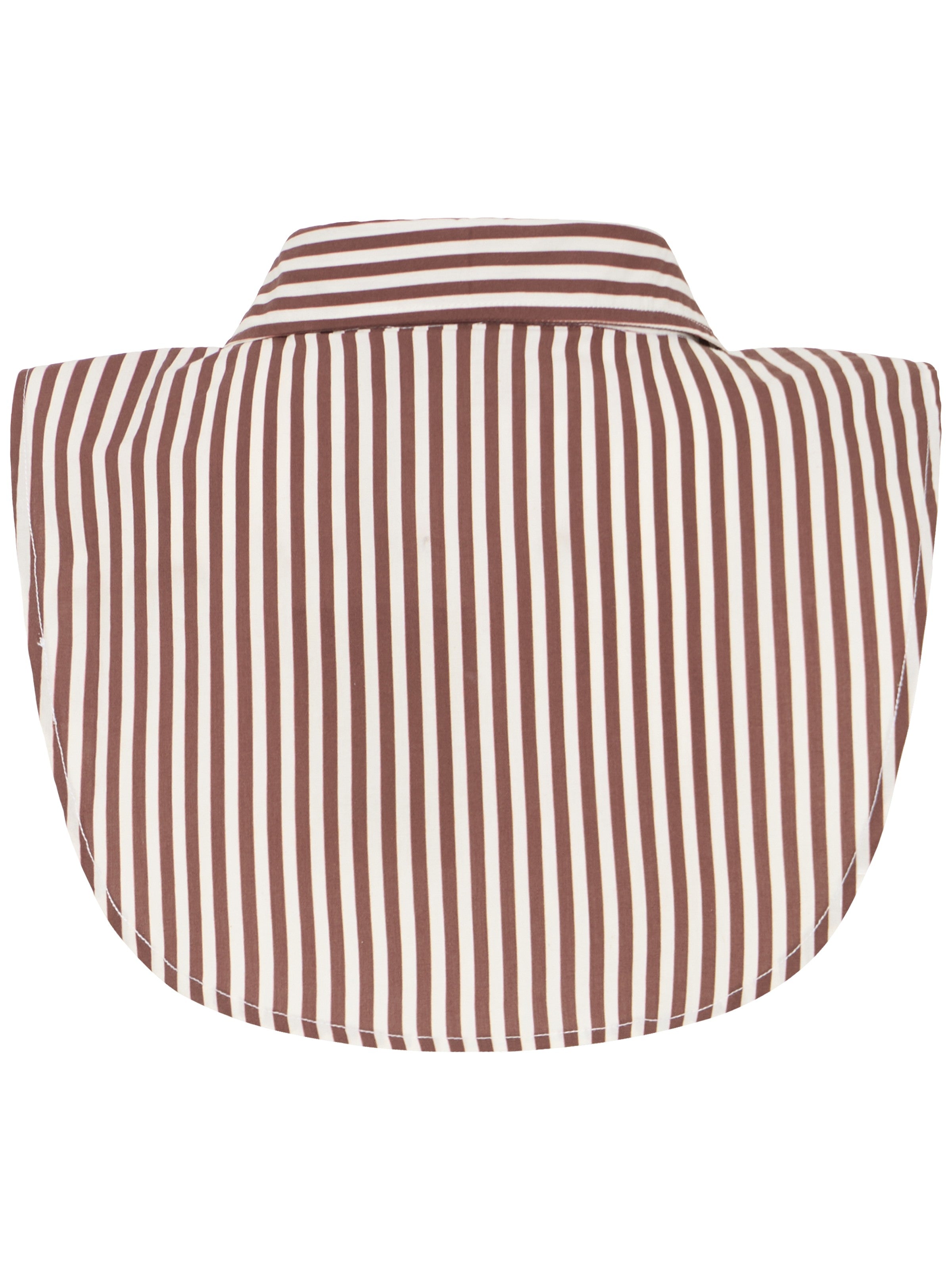 Brown and white striped detachable collar accessory with a folded collar design and rounded edges.