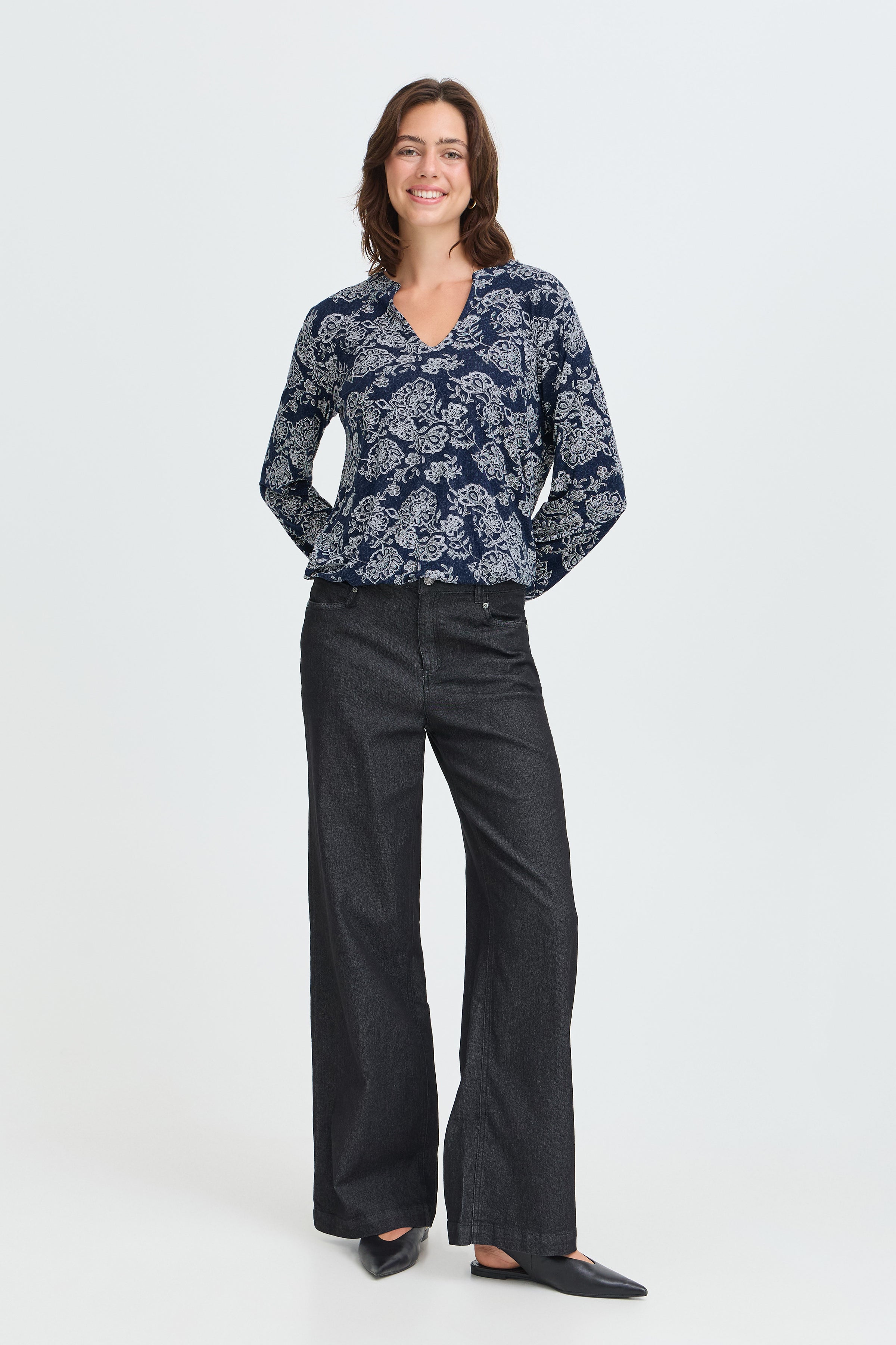 Fransa Amy V-Neck Elastic Waist Top