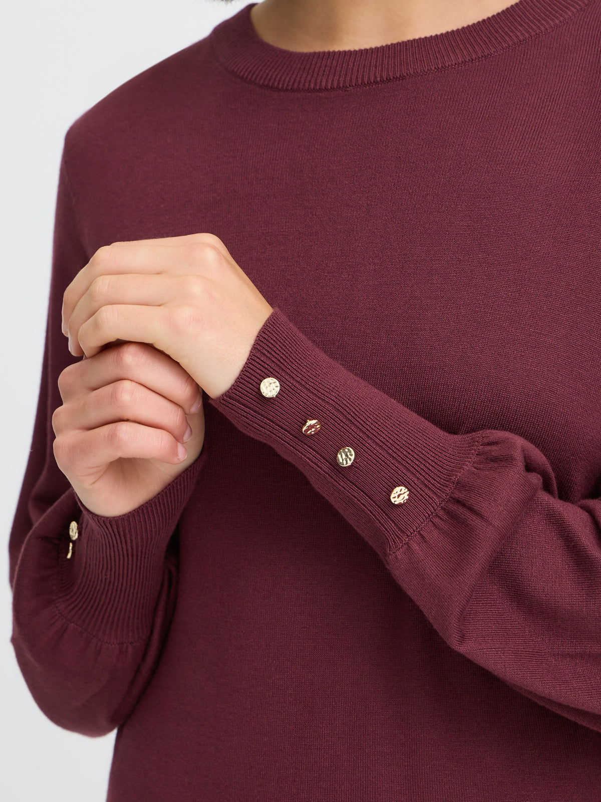Fransa Mary Button Detail Crew Neck Sweater