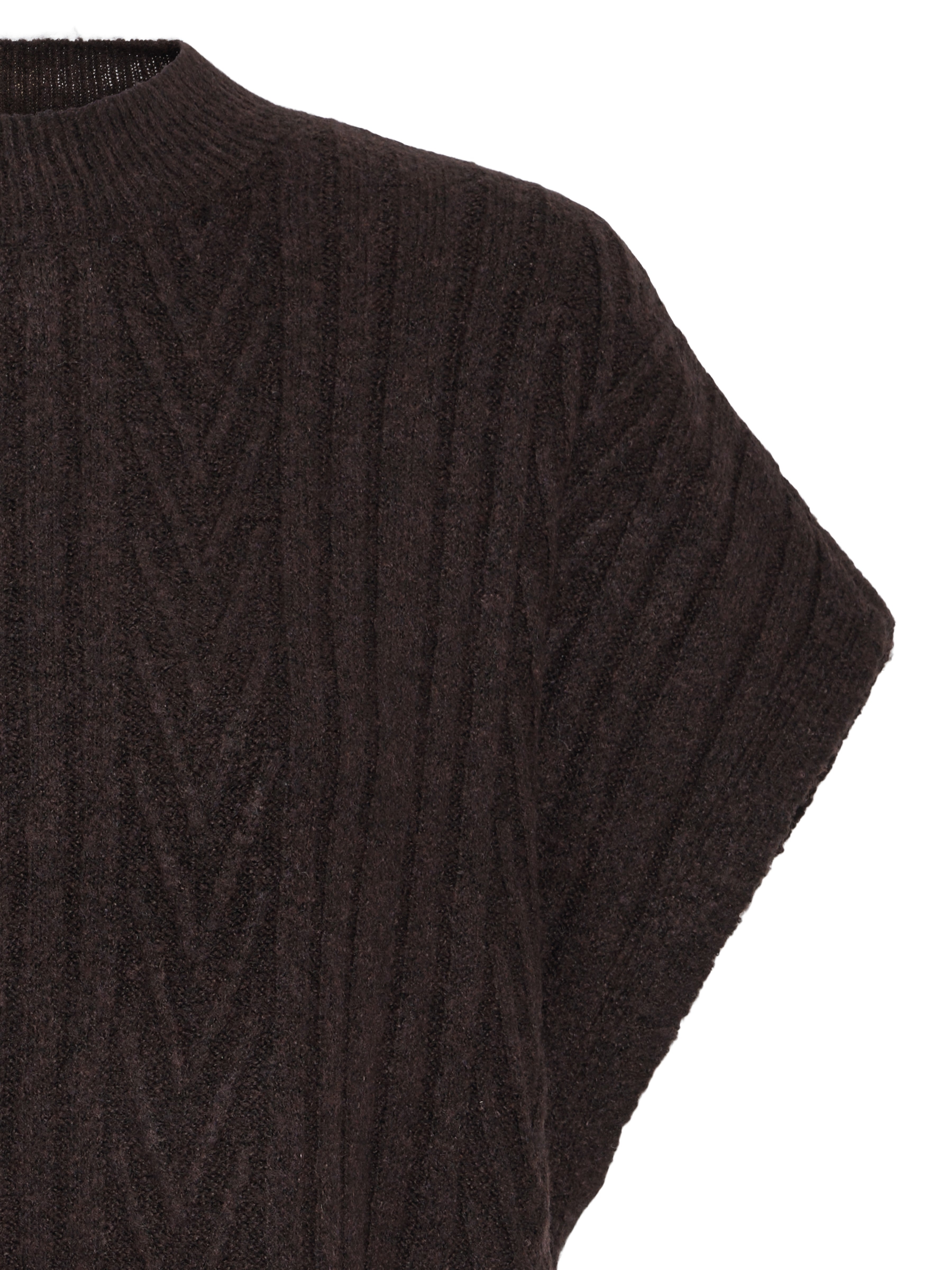 Fransa Fia Cable Knit Crew Neck Sweater Vest