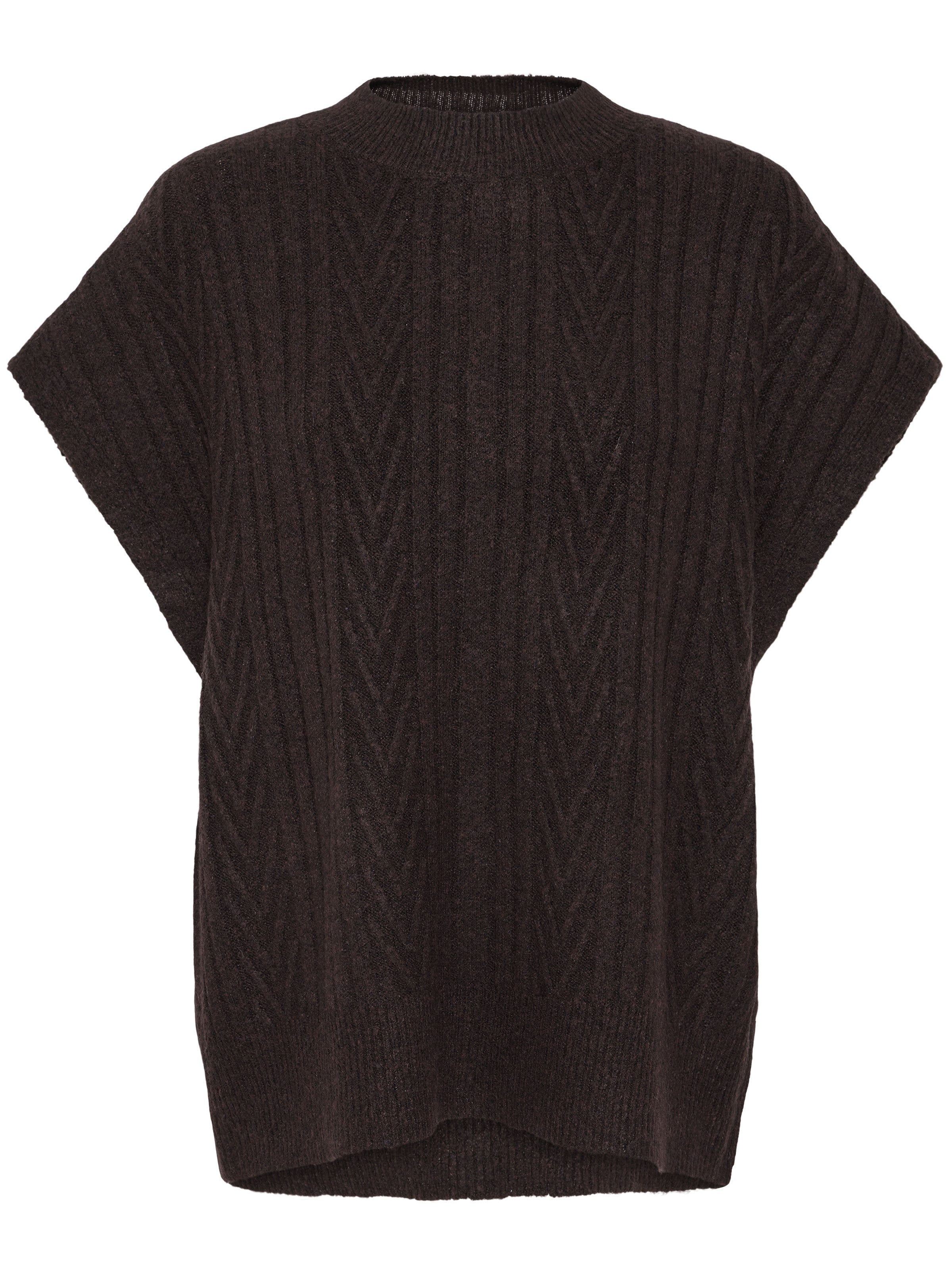 Fransa Fia Cable Knit Crew Neck Sweater Vest