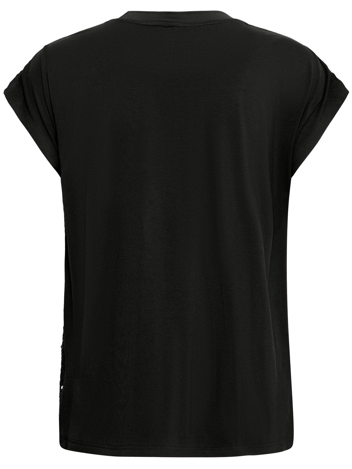 Fransa Zolana Sequin Mix Short Sleeve Top by Fransa black back view