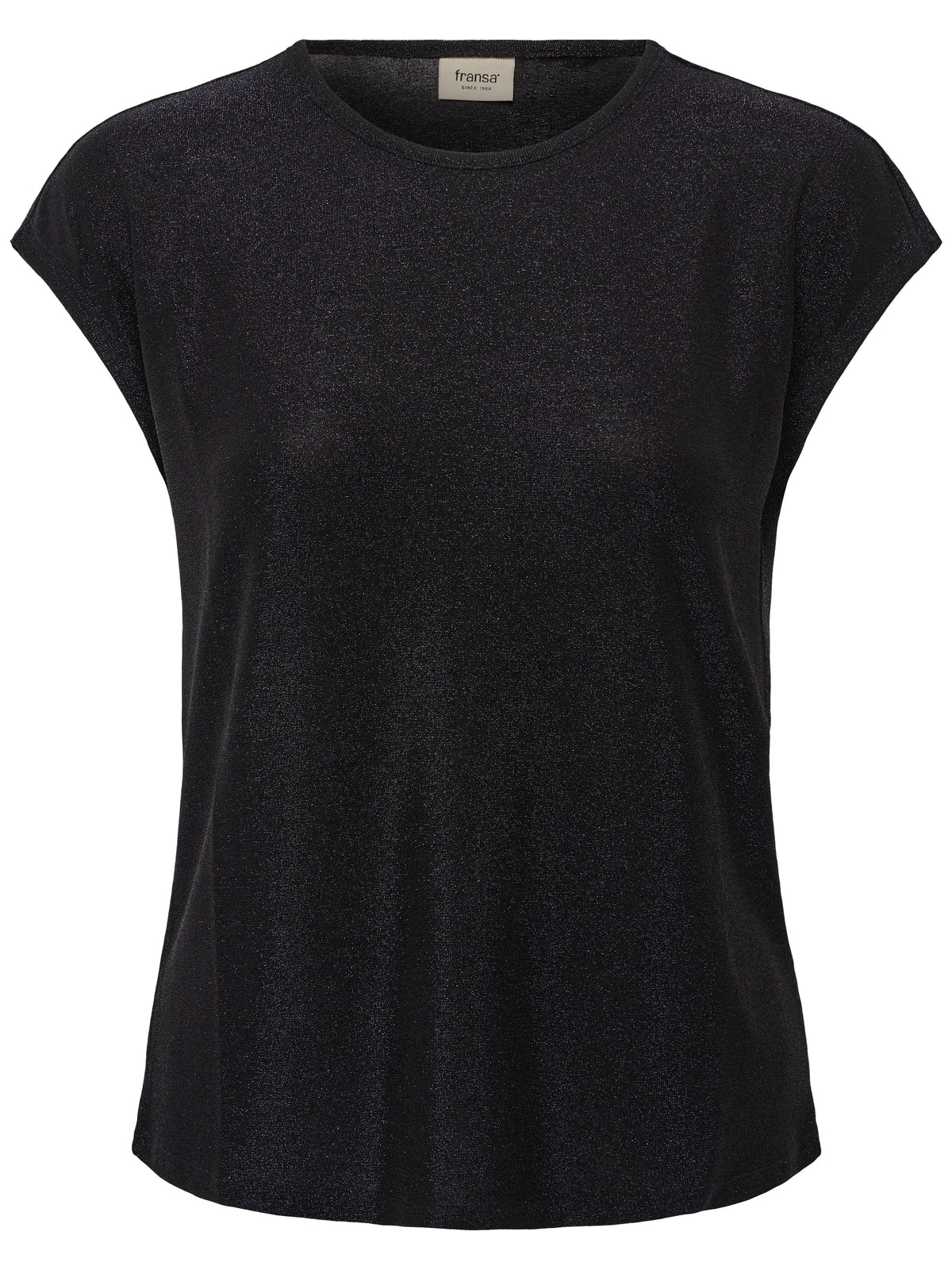 Fransa Marissa Shimmer Short Sleeve Top by Fransa, black shimmer short sleeve top