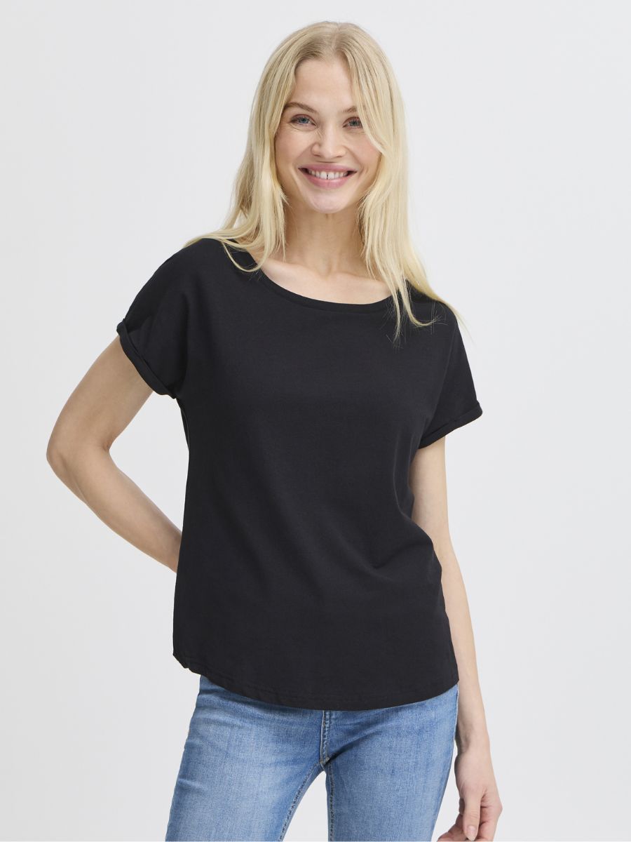 Black casual short sleeve top in simple design from B. Young Pamila Basic Tee by B. Young