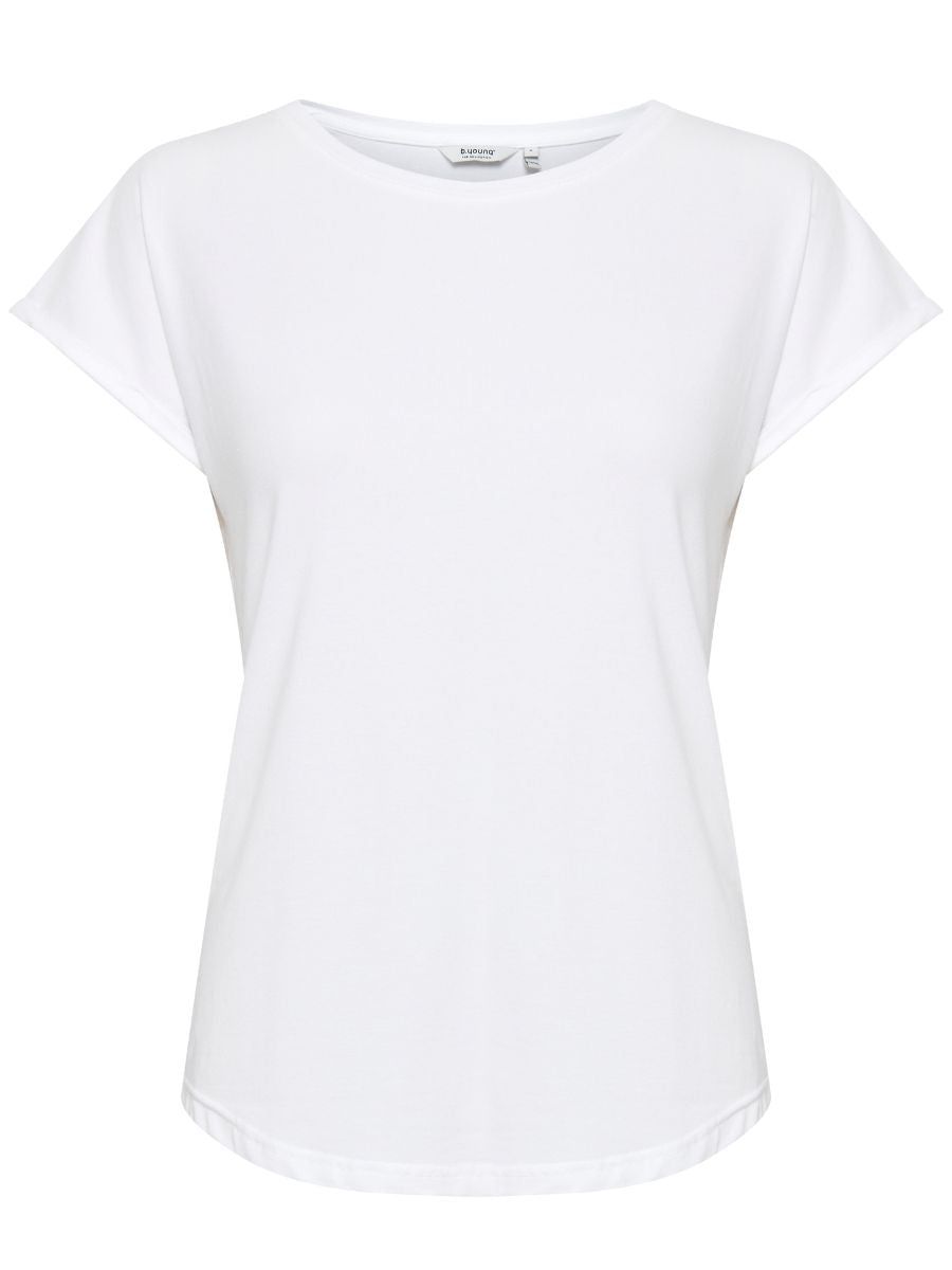 White short sleeve crew neck top B. Young Pamila Basic Tee by B. Young, casual essential for everyday wear