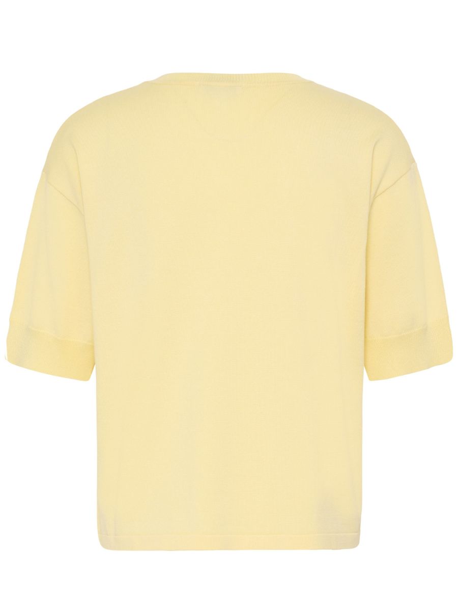 B. Young Morla Short Sleeve Crew Top in soft yellow, casual knit short sleeve top by B. Young