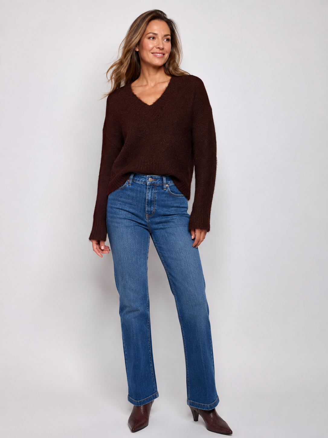 B. Young Millers V Neck Wool Blend Sweater