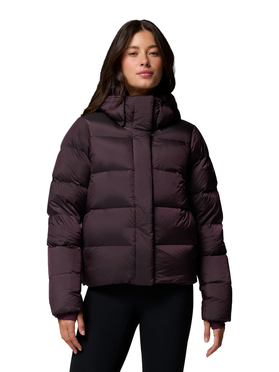 Columbia Amaze Puff So Soft Short Hooded Jacket in dark plum quilted insulated outerwear