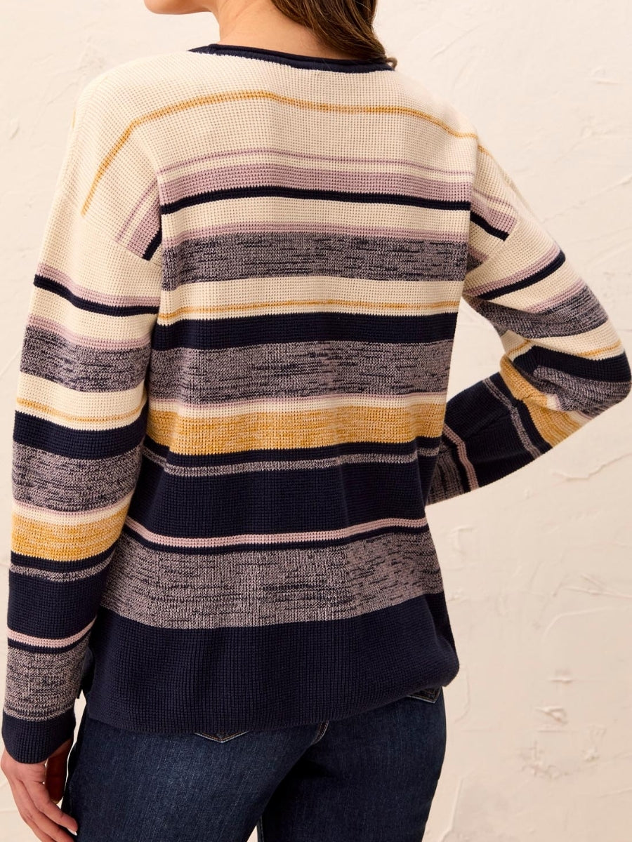 Tribal Cotton Waffle Stripe Scoop Top