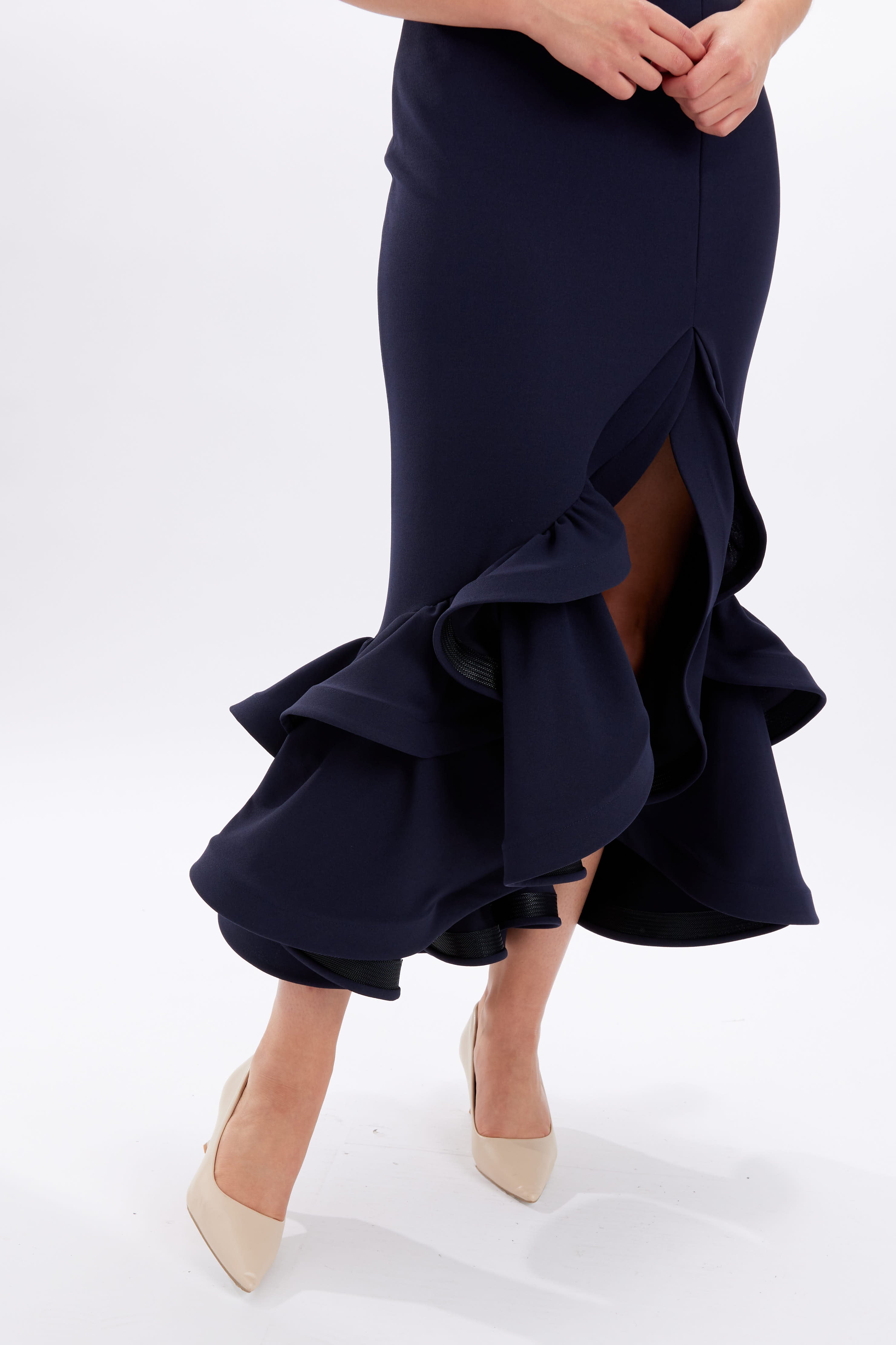 Frank Lyman Cha Cha Frill Side Slit Dress