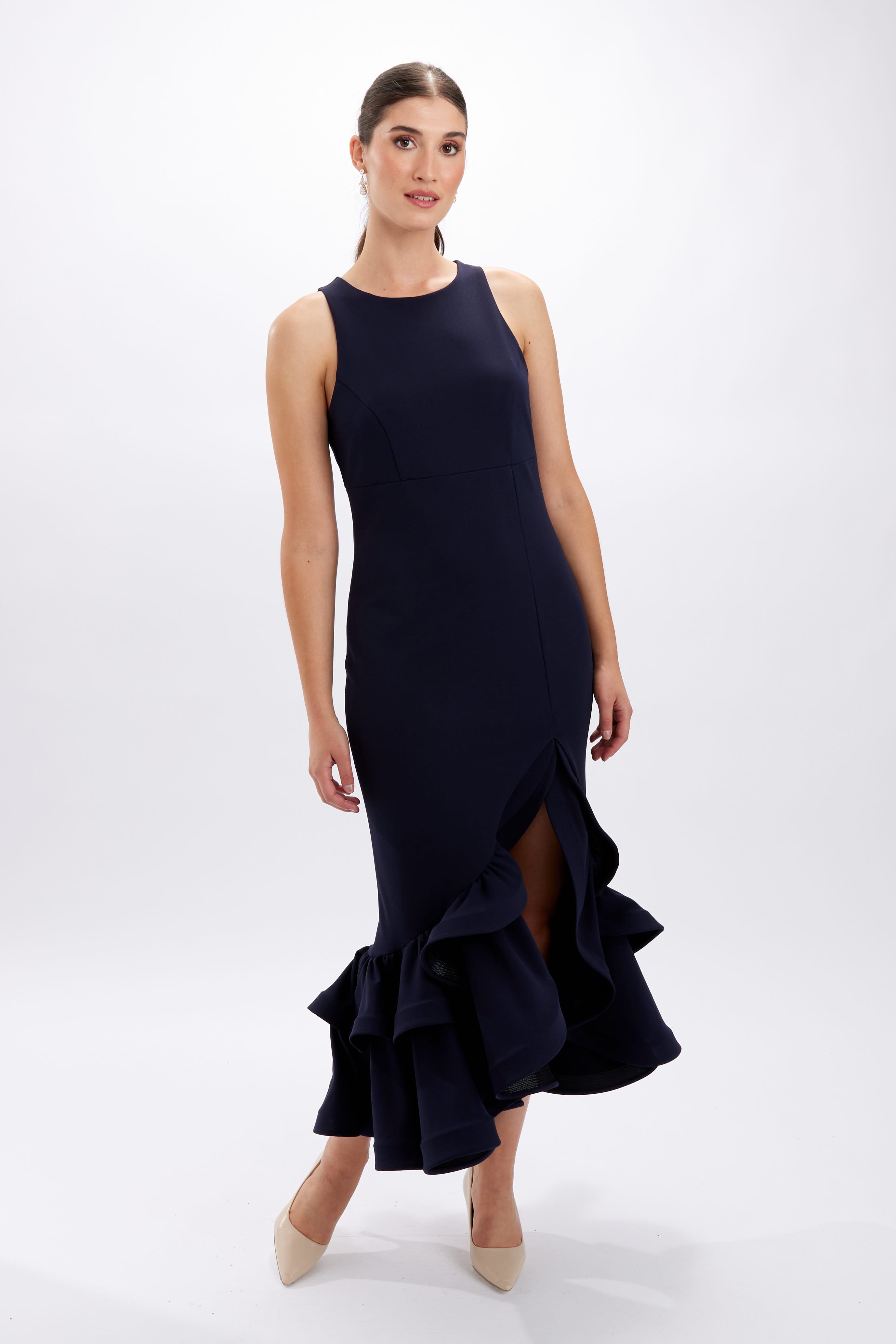 Frank Lyman Cha Cha Frill Side Slit Dress