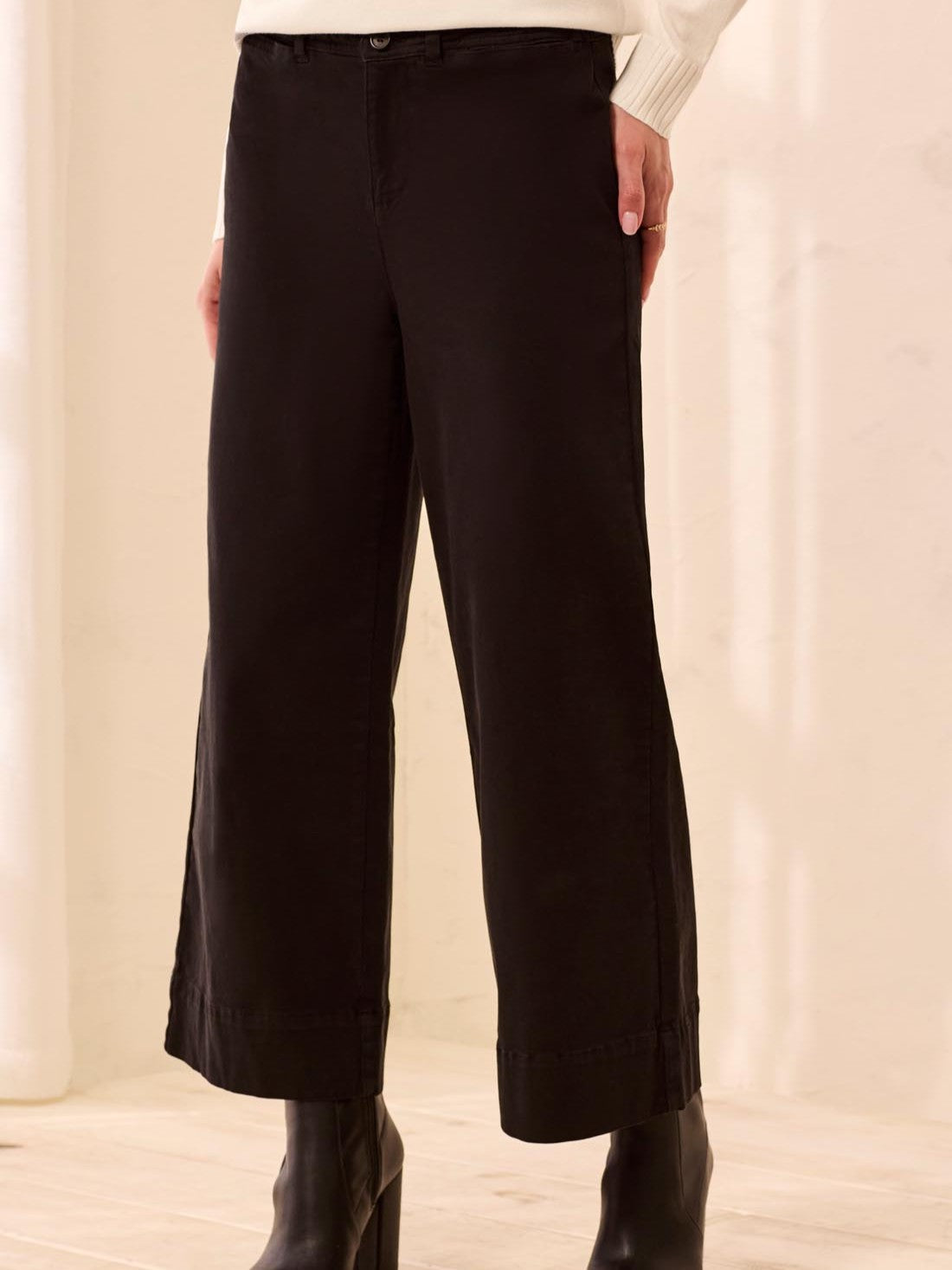 Black wide-leg jeans style Tribal Comfort Fit 26" Palazzo Denim Pants by Tribal Sportswear Inc.
