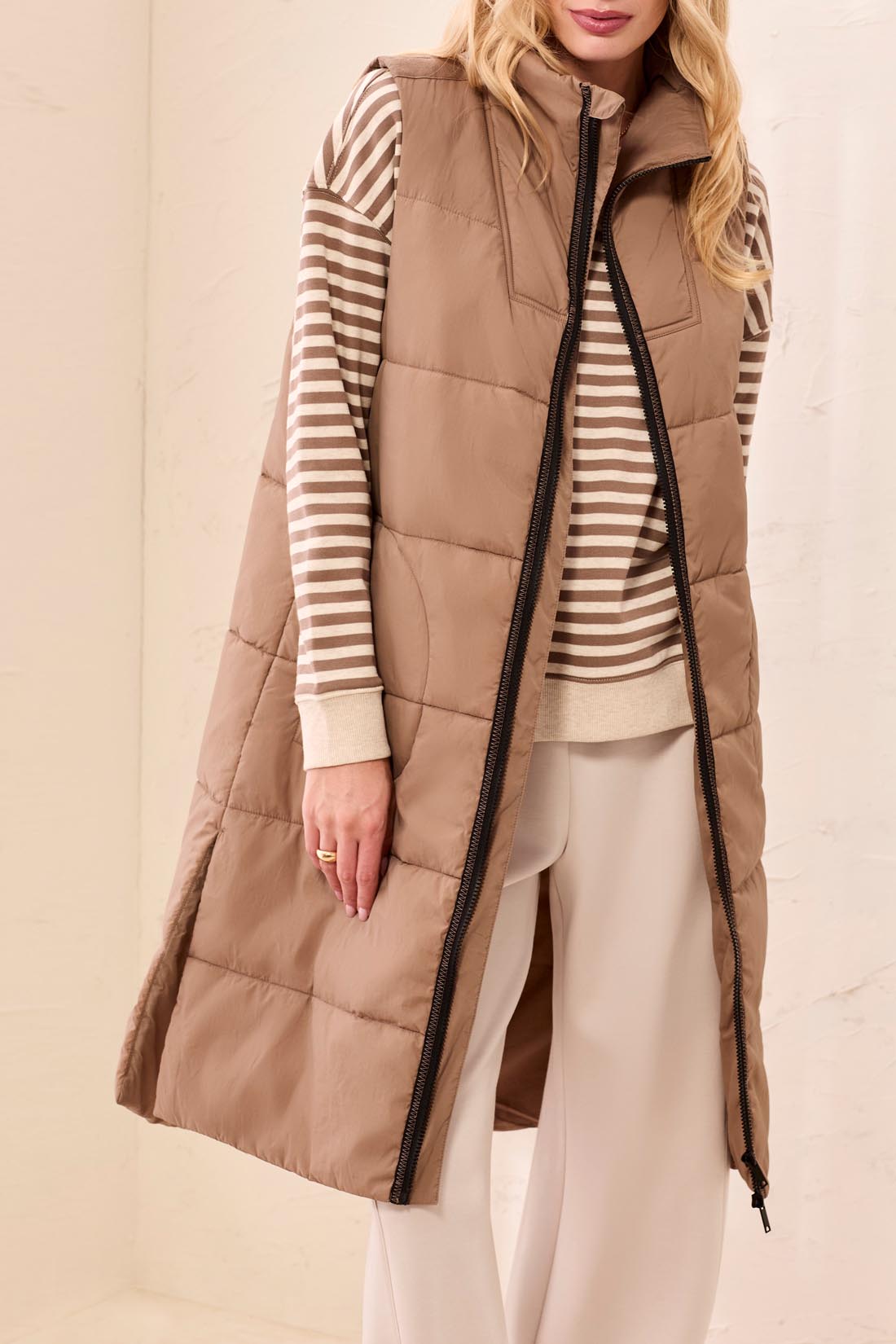 Tribal Dana's New Zip Quilted Long Vest