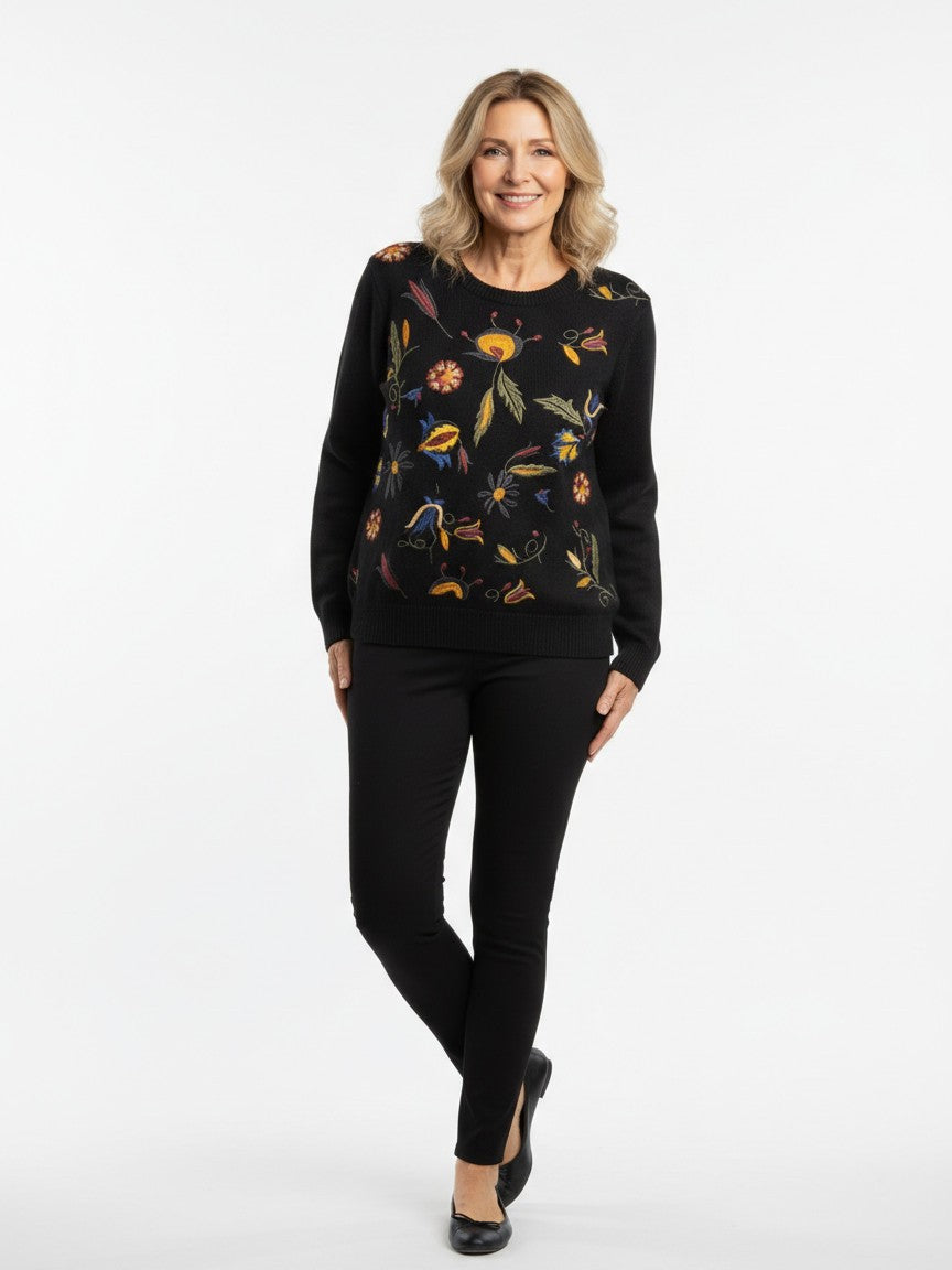 Garden Patch Embroidered Crew Neck Sweater