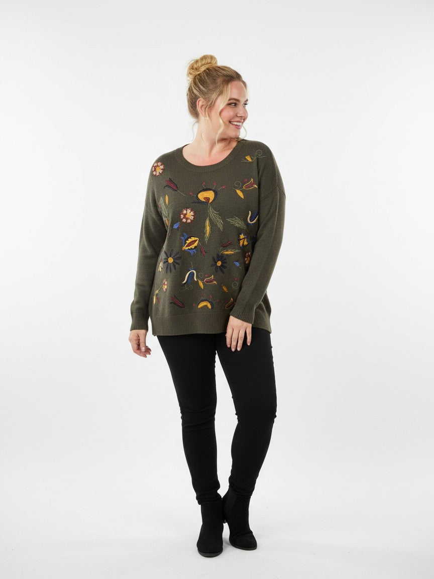 Garden Patch Embroidered Crew Neck Sweater