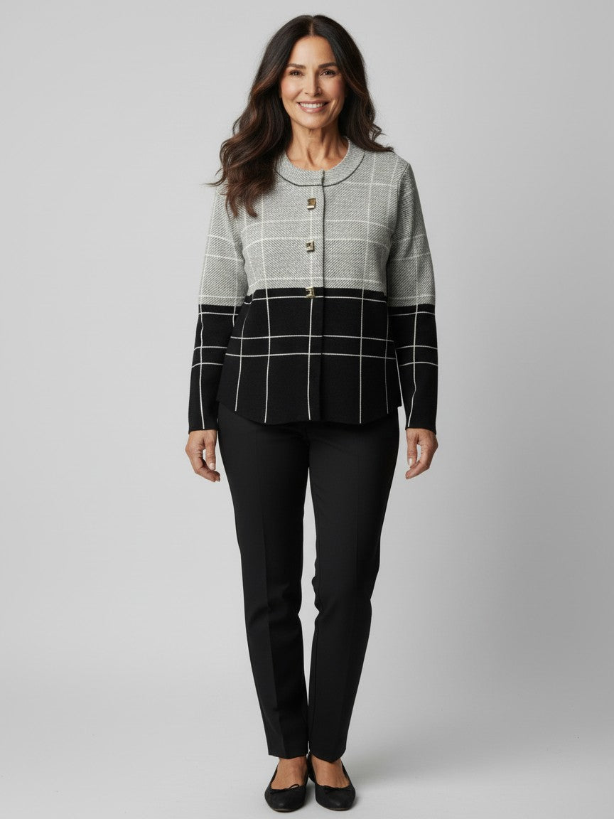 Audrey Saba Collar Block Cardigan