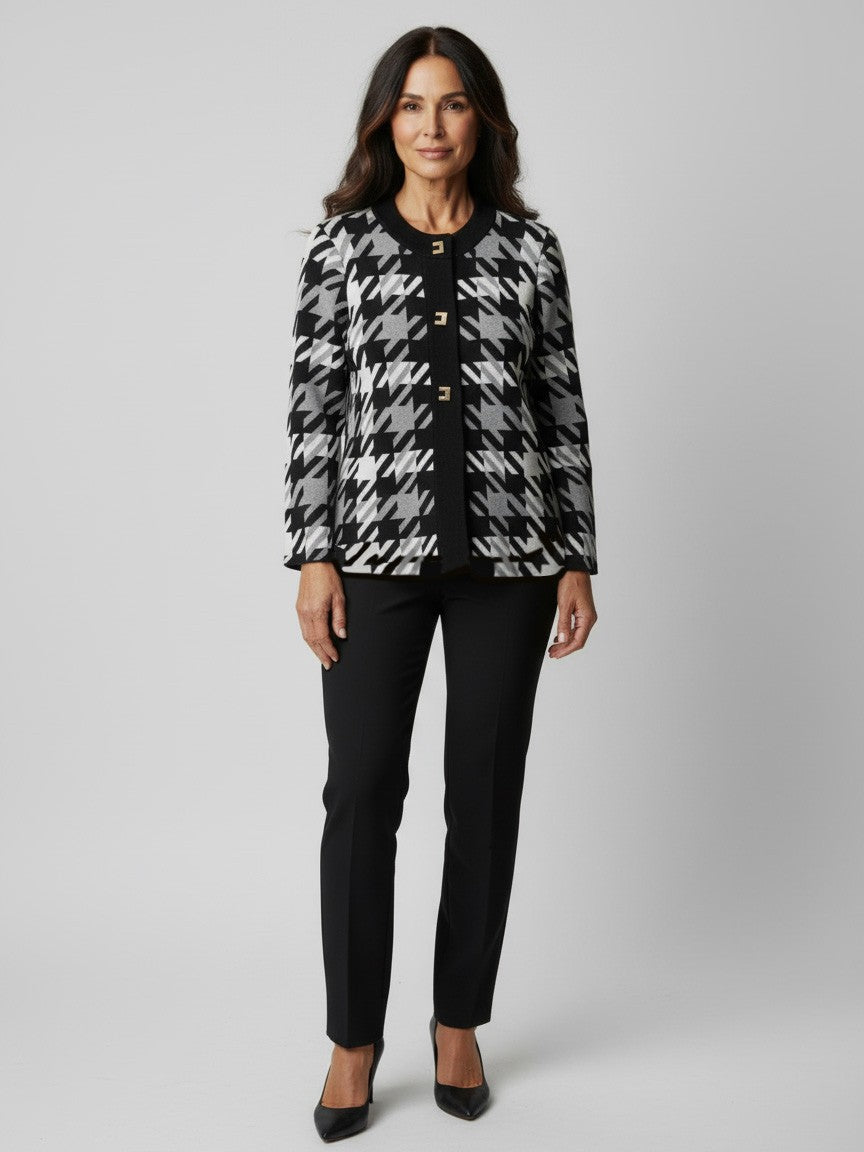 Audrey Saba Houndstooth Check Cardigan