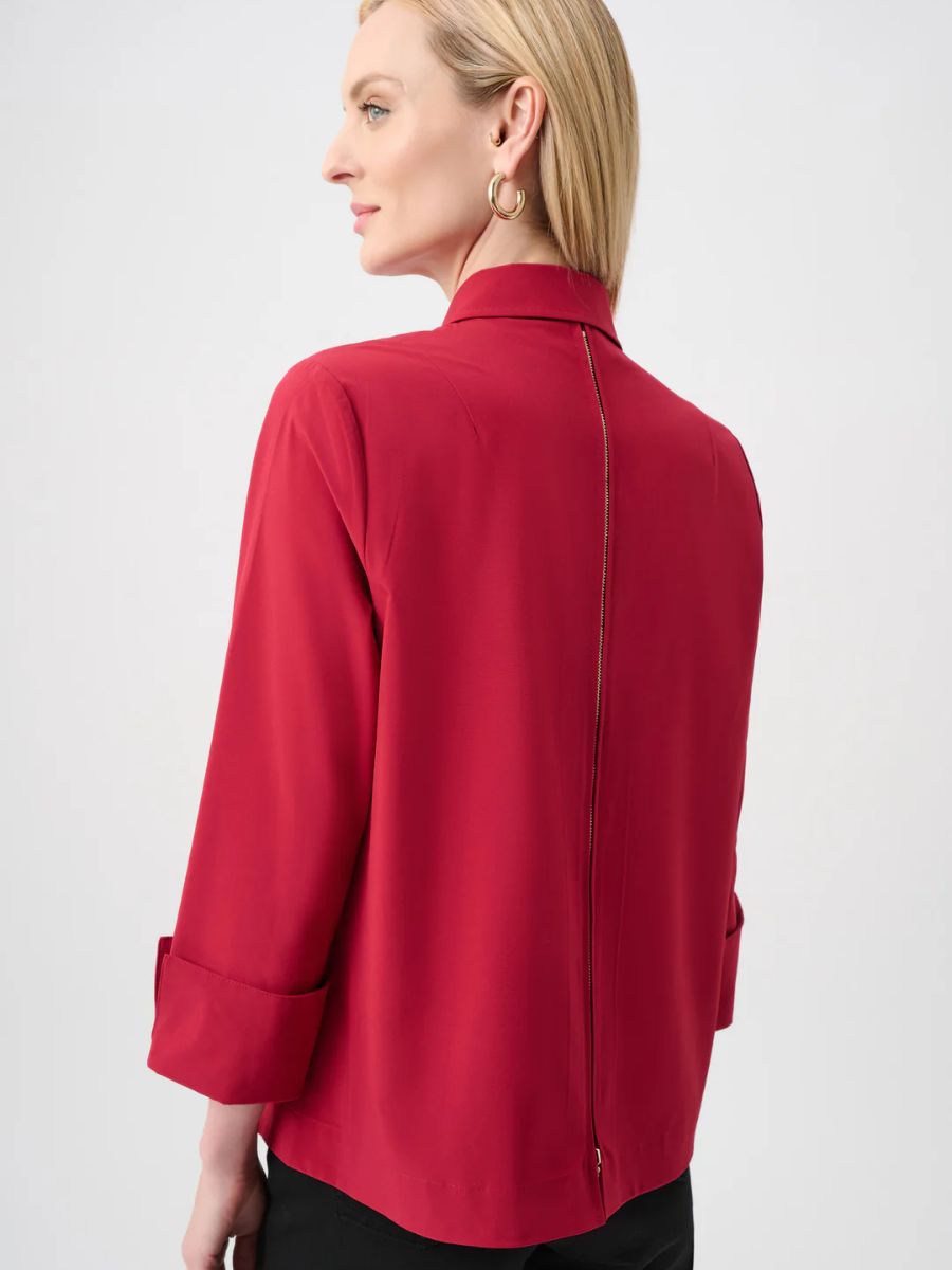 Joseph Ribkoff Poplin Zip-On-Back Button Front Shirt