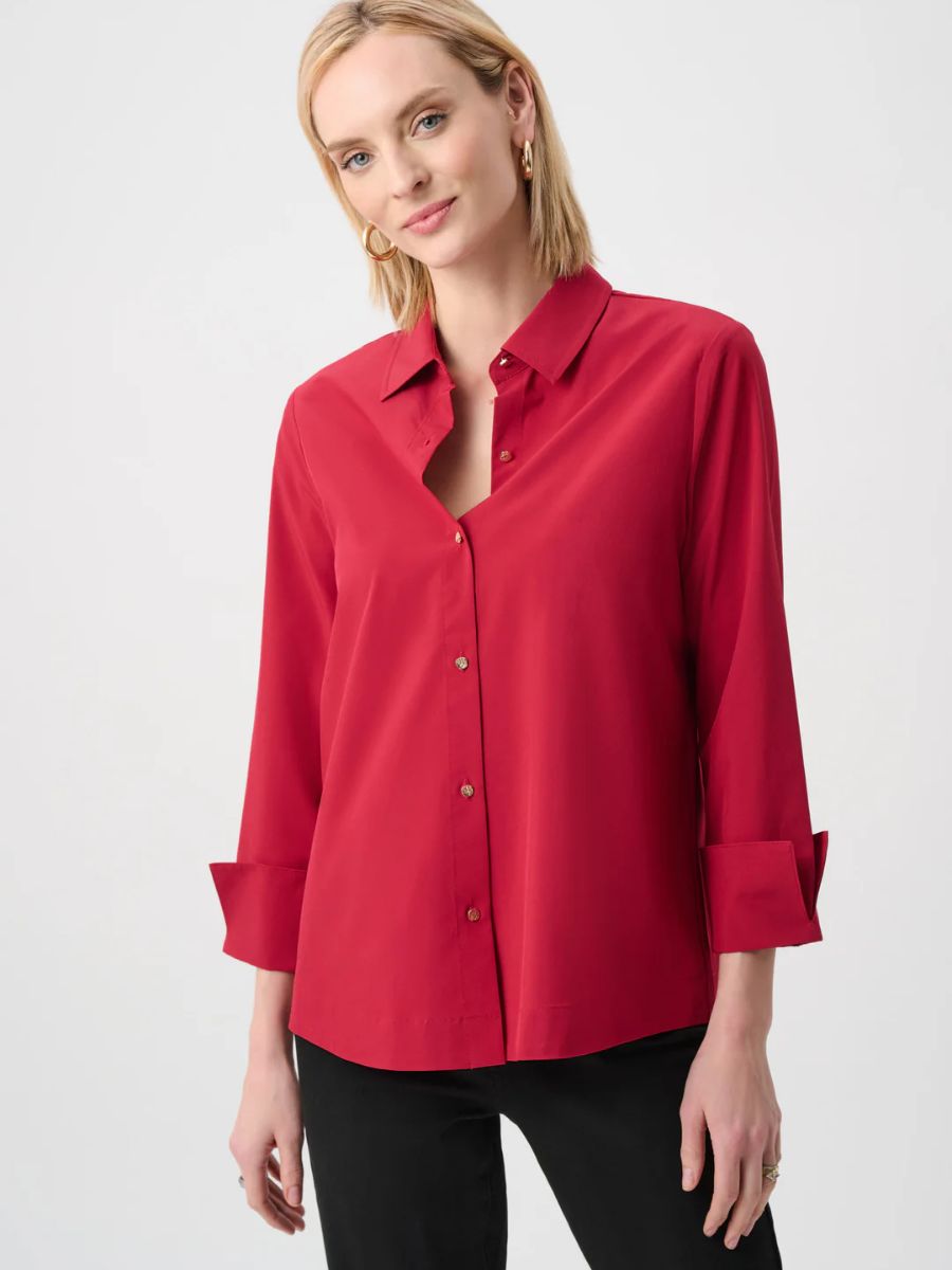 Joseph Ribkoff Poplin Zip-On-Back Button Front Shirt