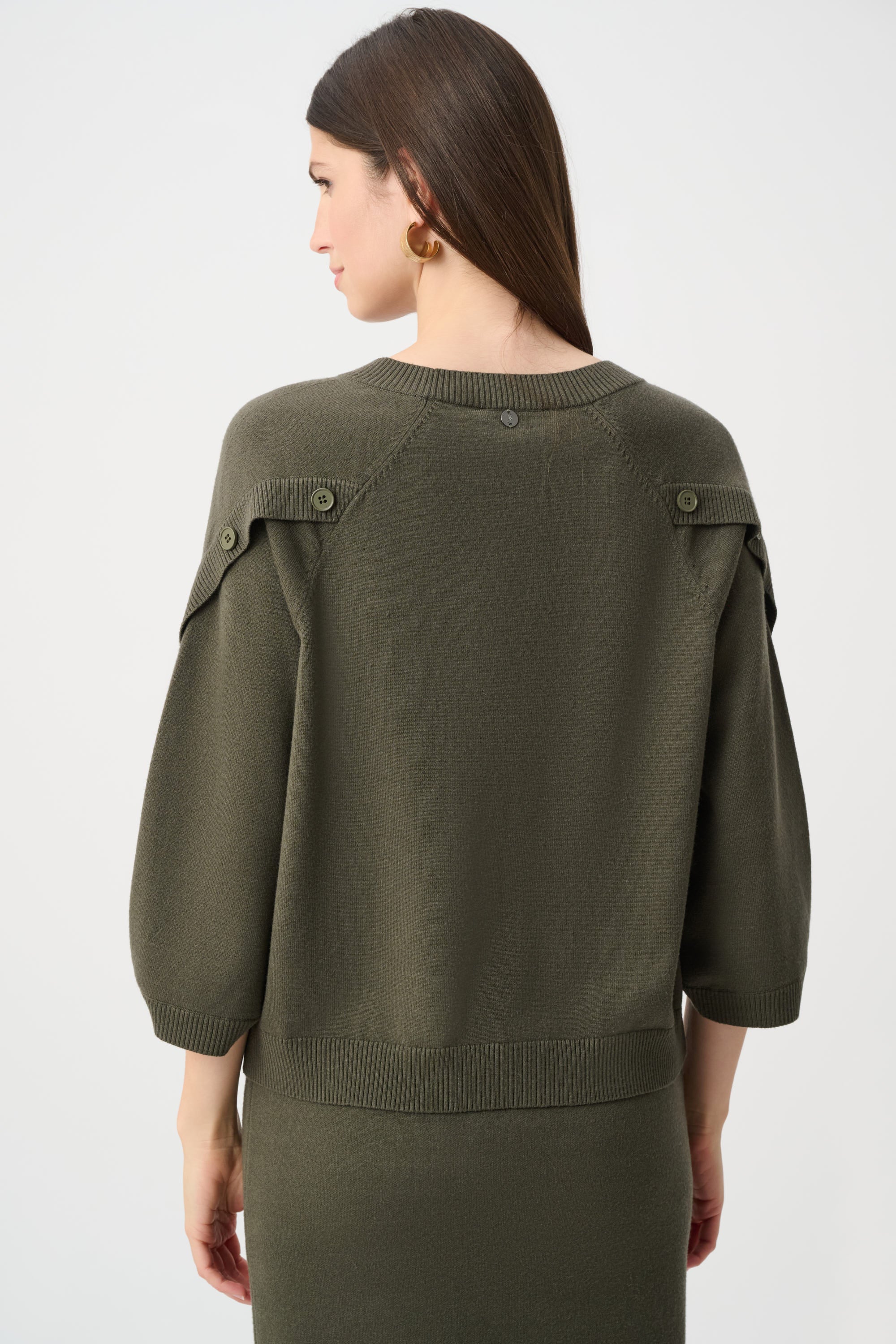 Joseph Ribkoff Tulip Sleeve Button Crew Sweater
