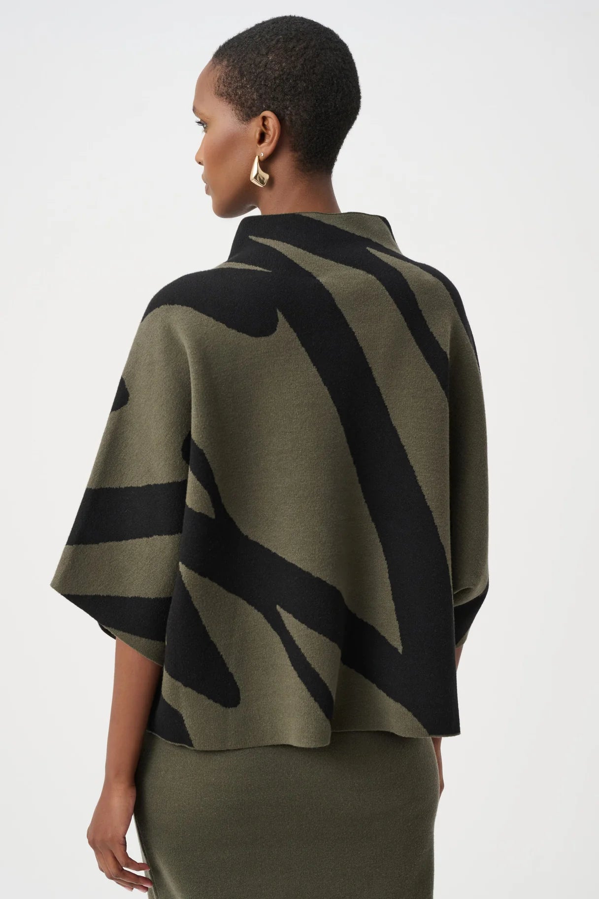 Joseph Ribkoff Zebra 3/4 Bell Sleeve Mock Neck Sweater