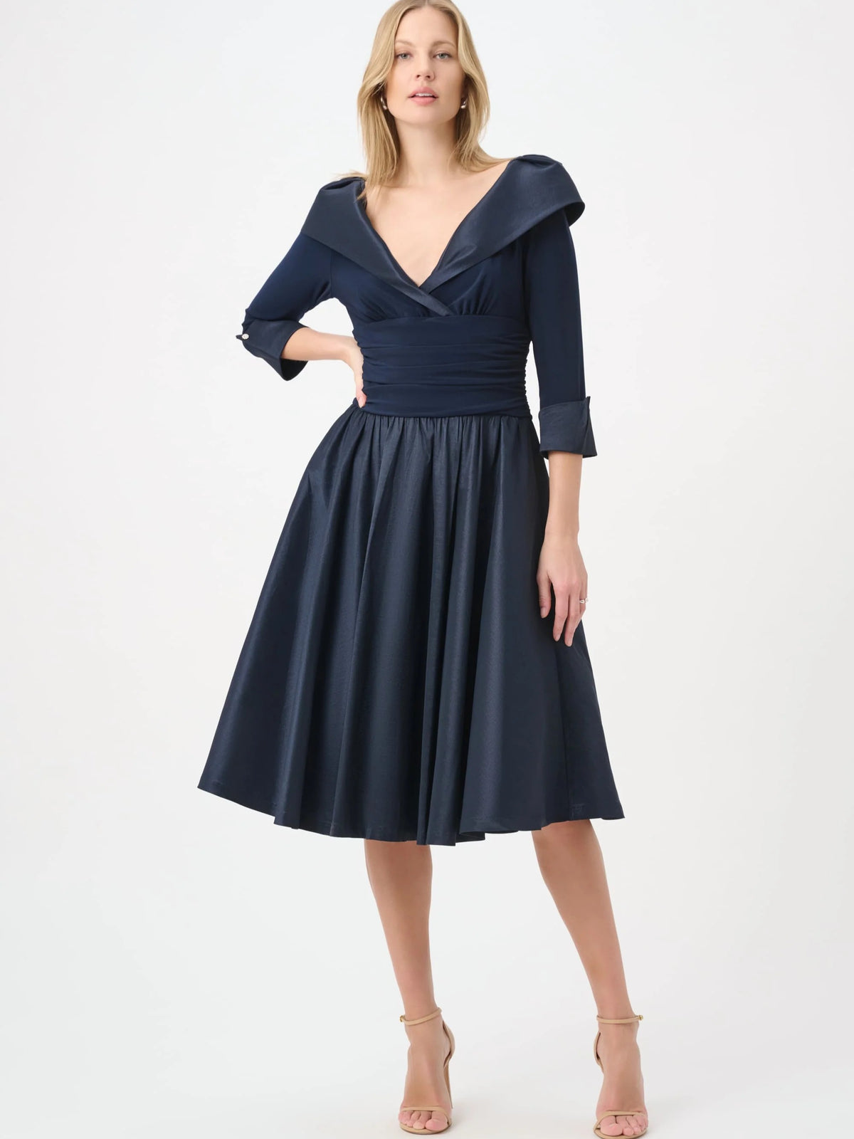 Joseph Ribkoff Signature Fit & Flare V-Neck Lapel Dress