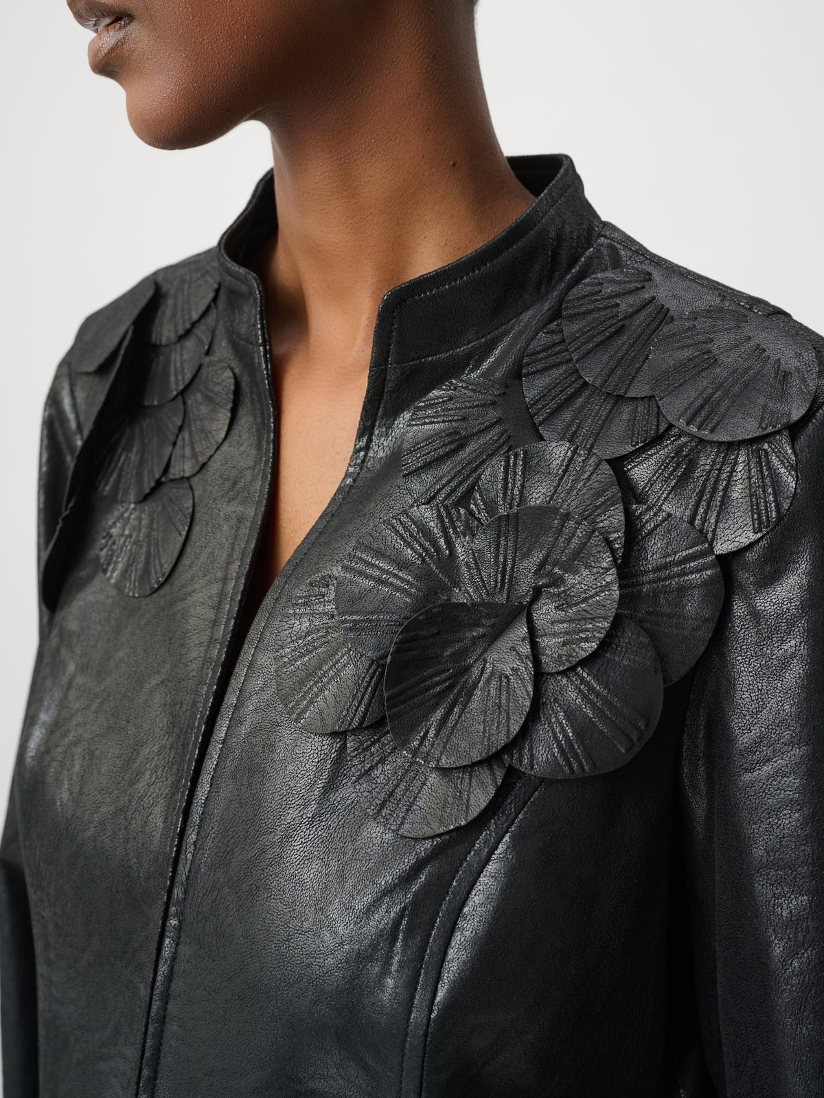 Joseph Ribkoff Petal Foiled Faux Suede Jacket