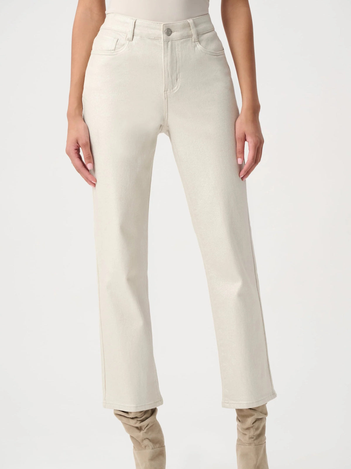Joseph Ribkoff Metallic 5-Pocket Straight Leg 29" Denim Jeans