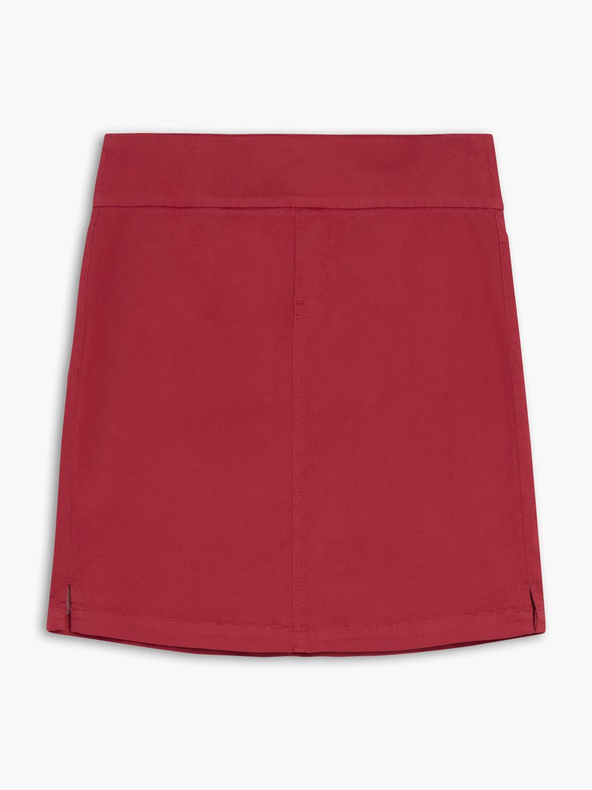 Lois Lindsay Back Pocket 19.5" Skort in deep red with back pockets and subtle side slits by Lois