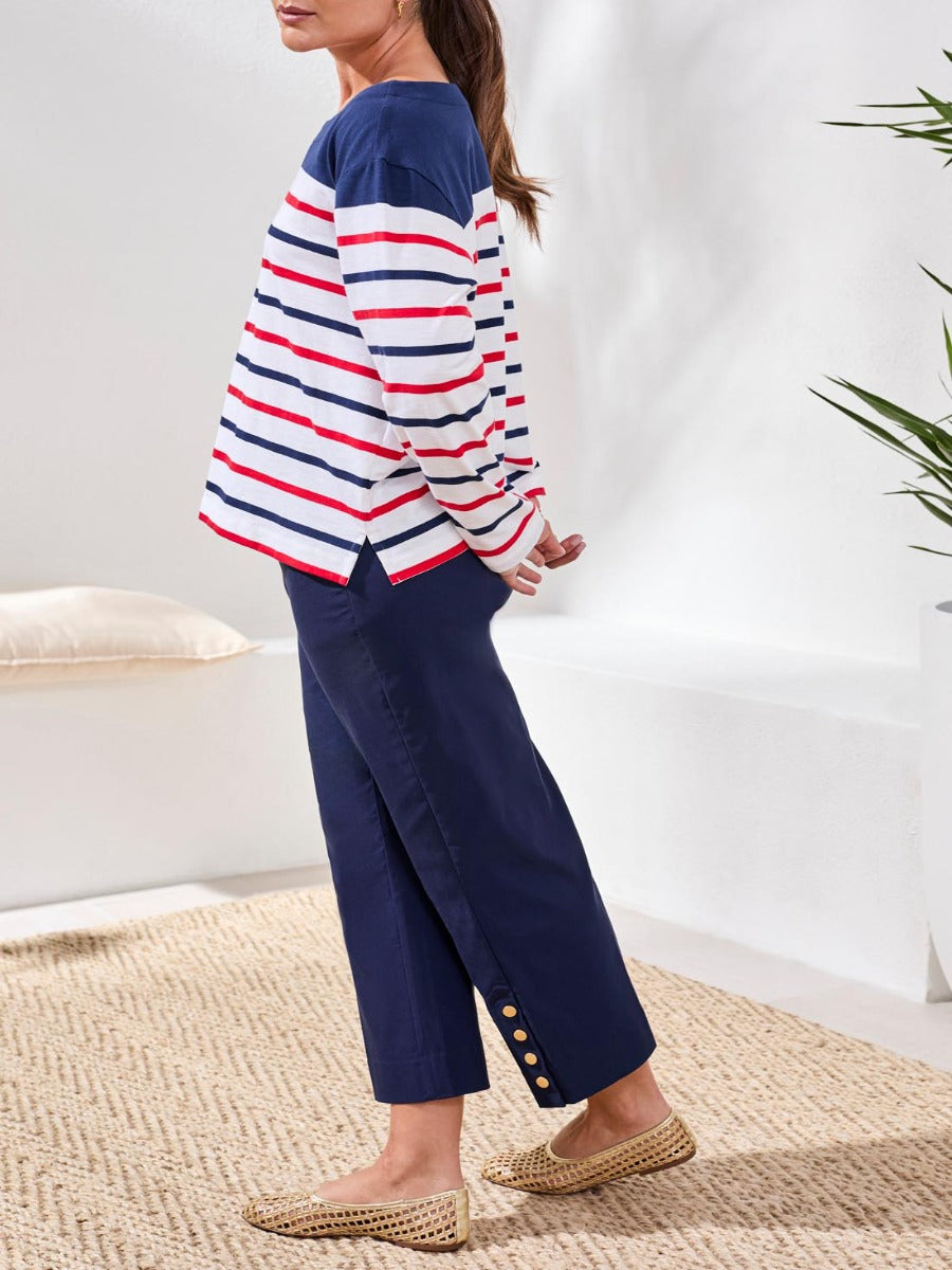 Tribal Playful Striped Boat Neck Top by Tribal Sportswear Inc., casual striped top perfect for relaxed stylish looks