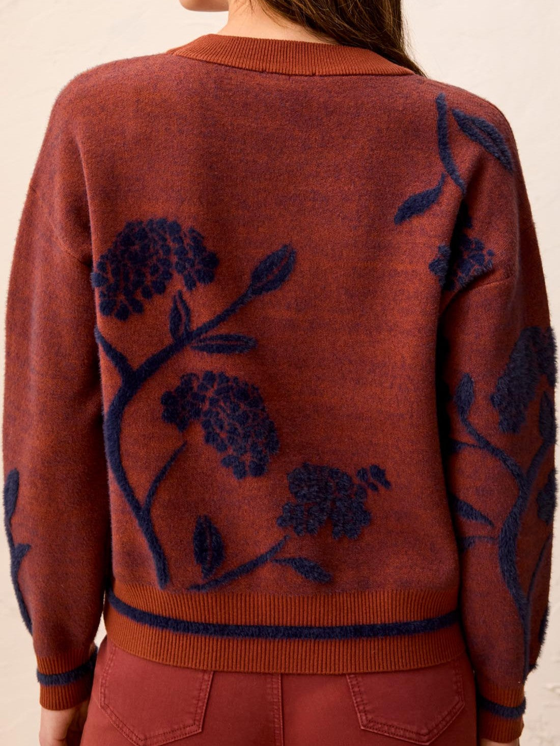 Tribal Soho Good Eyelash Flower Crew Neck Sweater