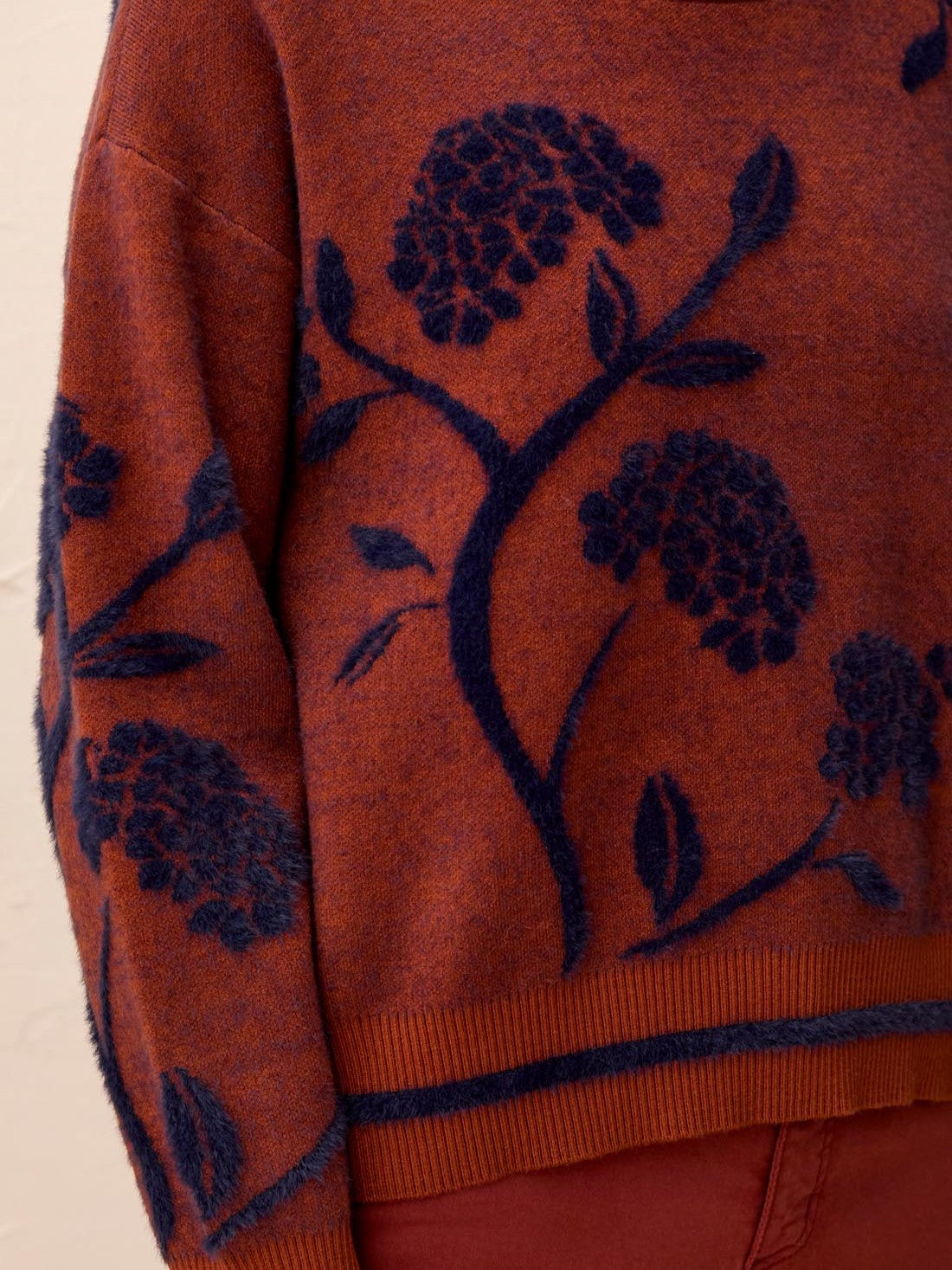 Tribal Soho Good Eyelash Flower Crew Neck Sweater