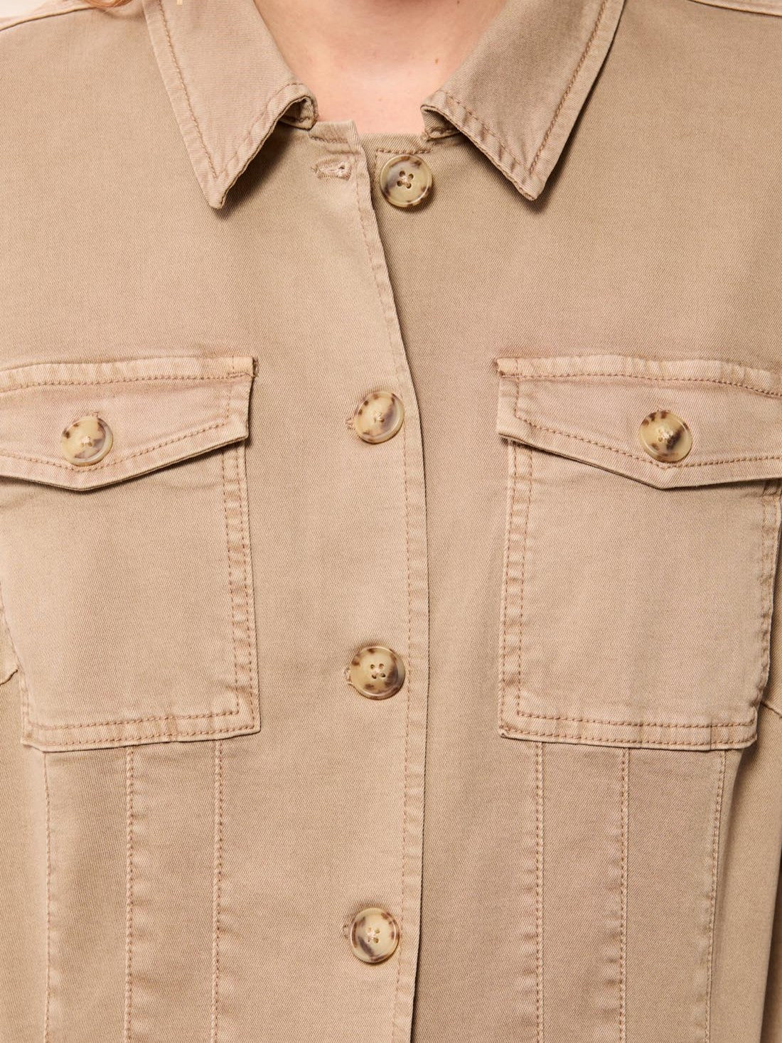 Tribal Cotton Long Sleeve Button Front Jacket with Horn Buttons