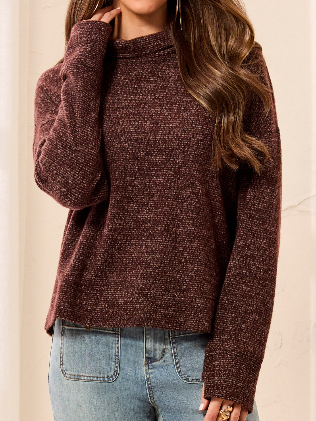 Tribal Fond Brushed Otto Mock Neck Top