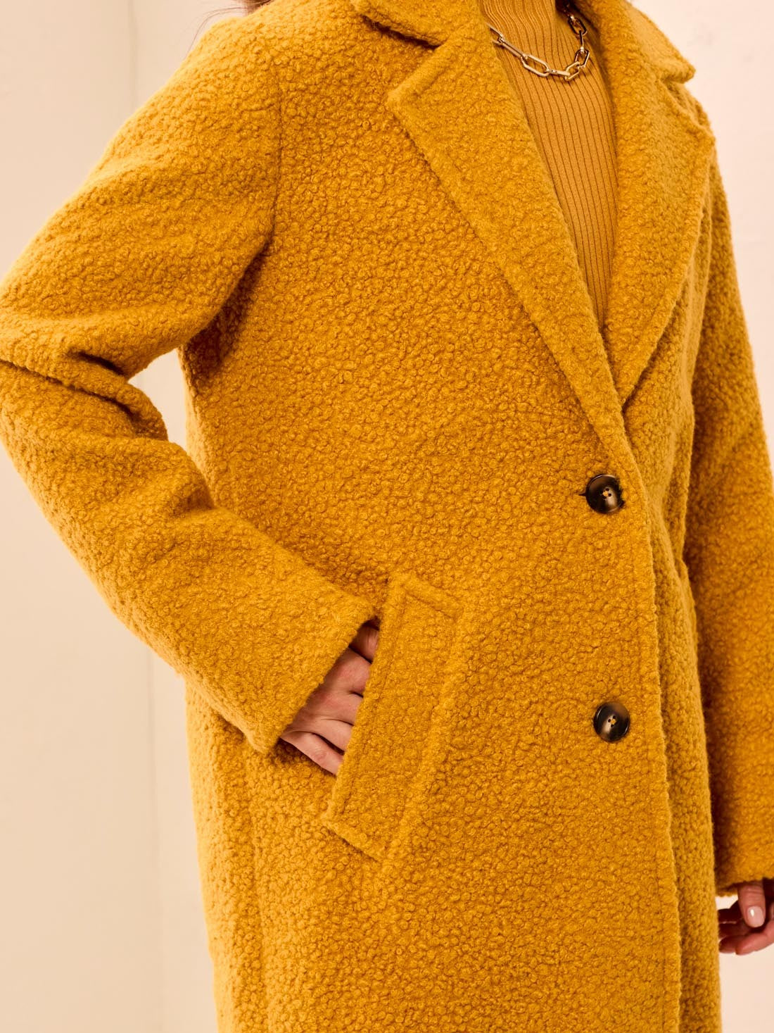 Tribal Bouclé 2-Button Notch Collar Coat