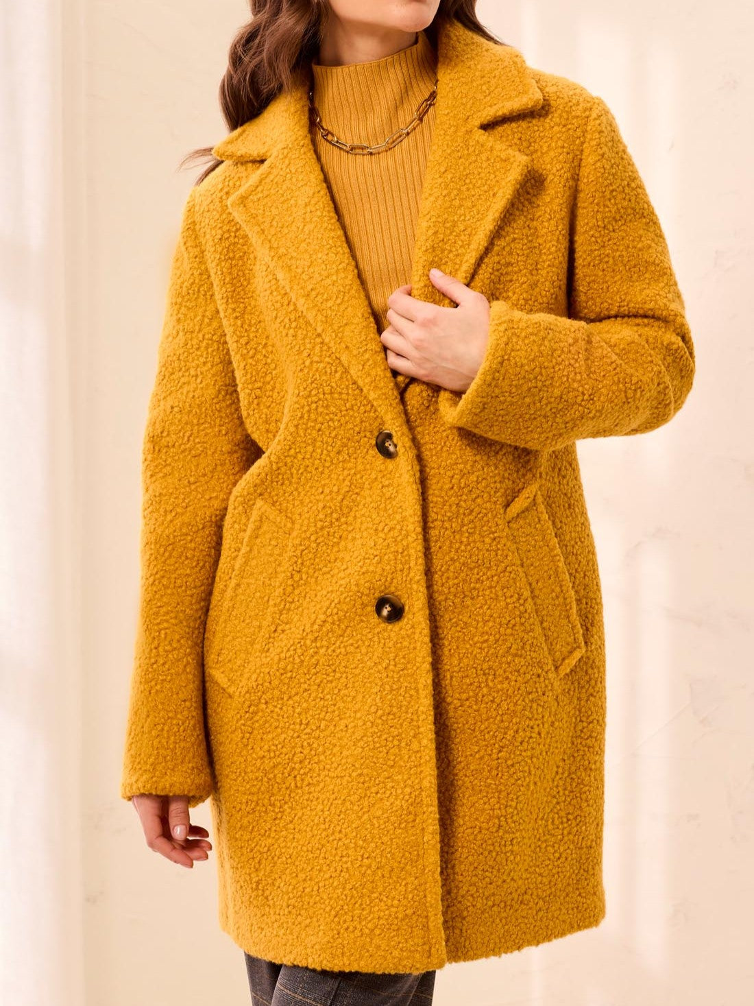 Tribal Bouclé 2-Button Notch Collar Coat