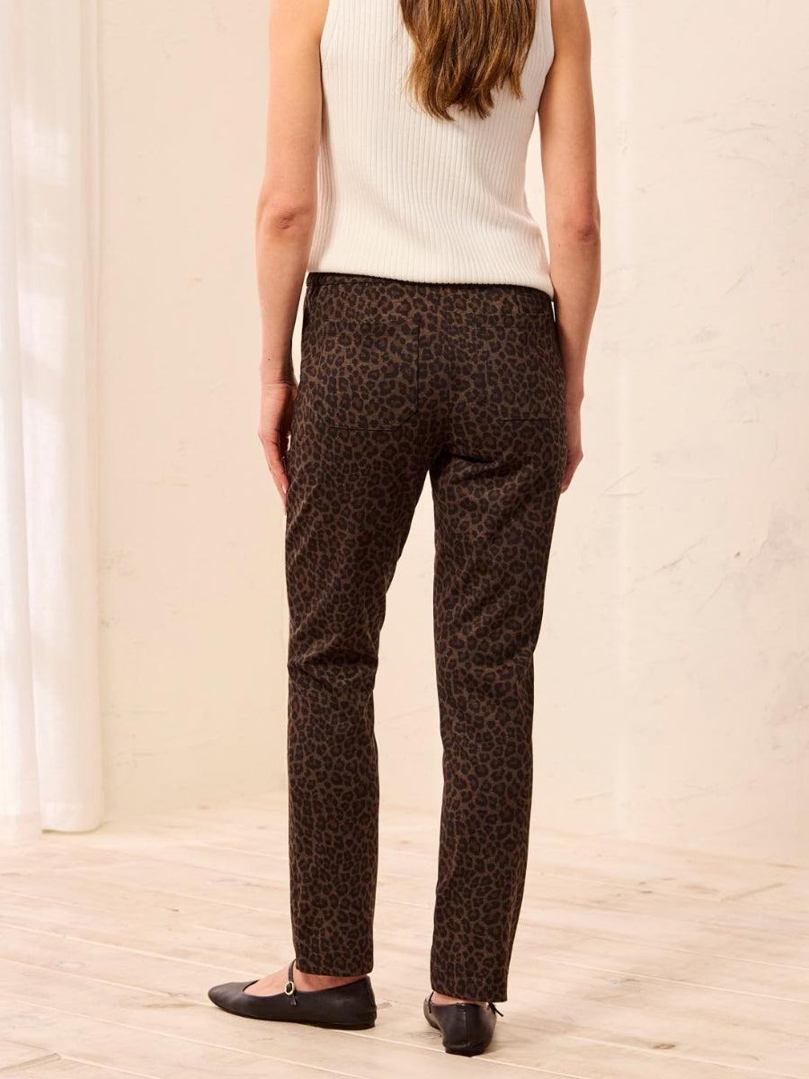 Tribal Ponte Drawstring Leopard Pant