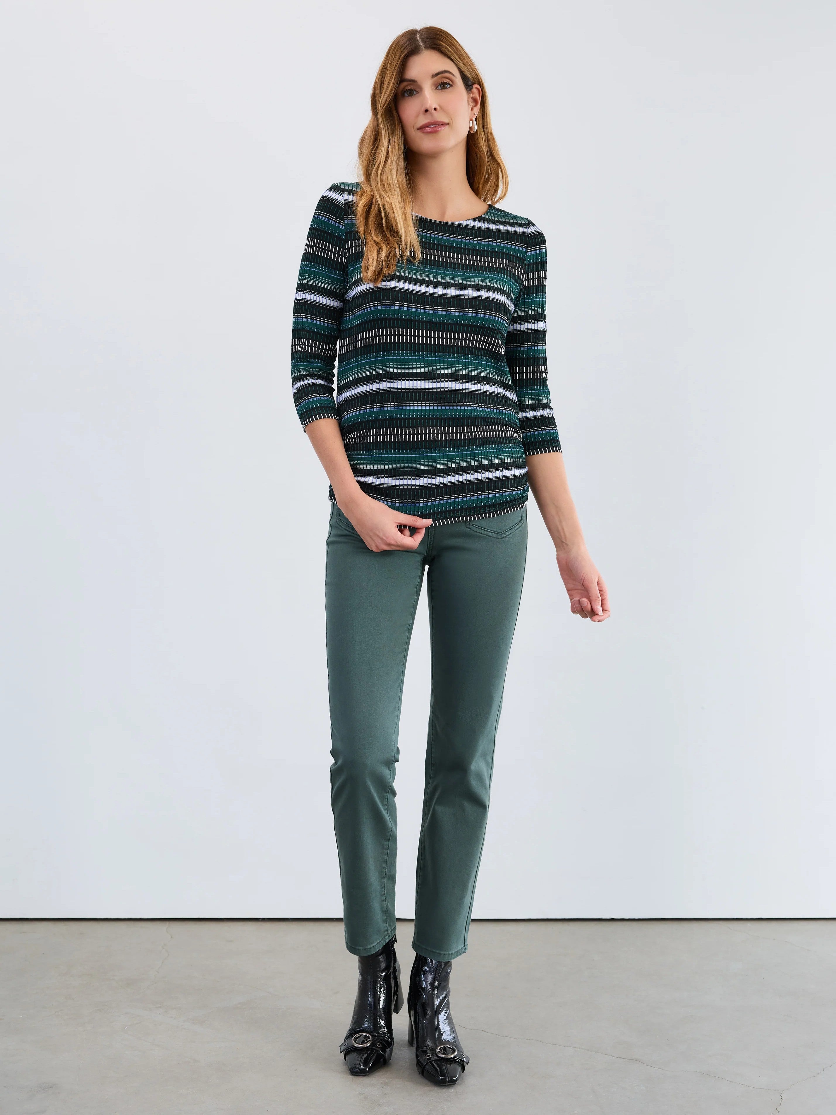 FDJ 3/4 Sleeve Ruched Side Top