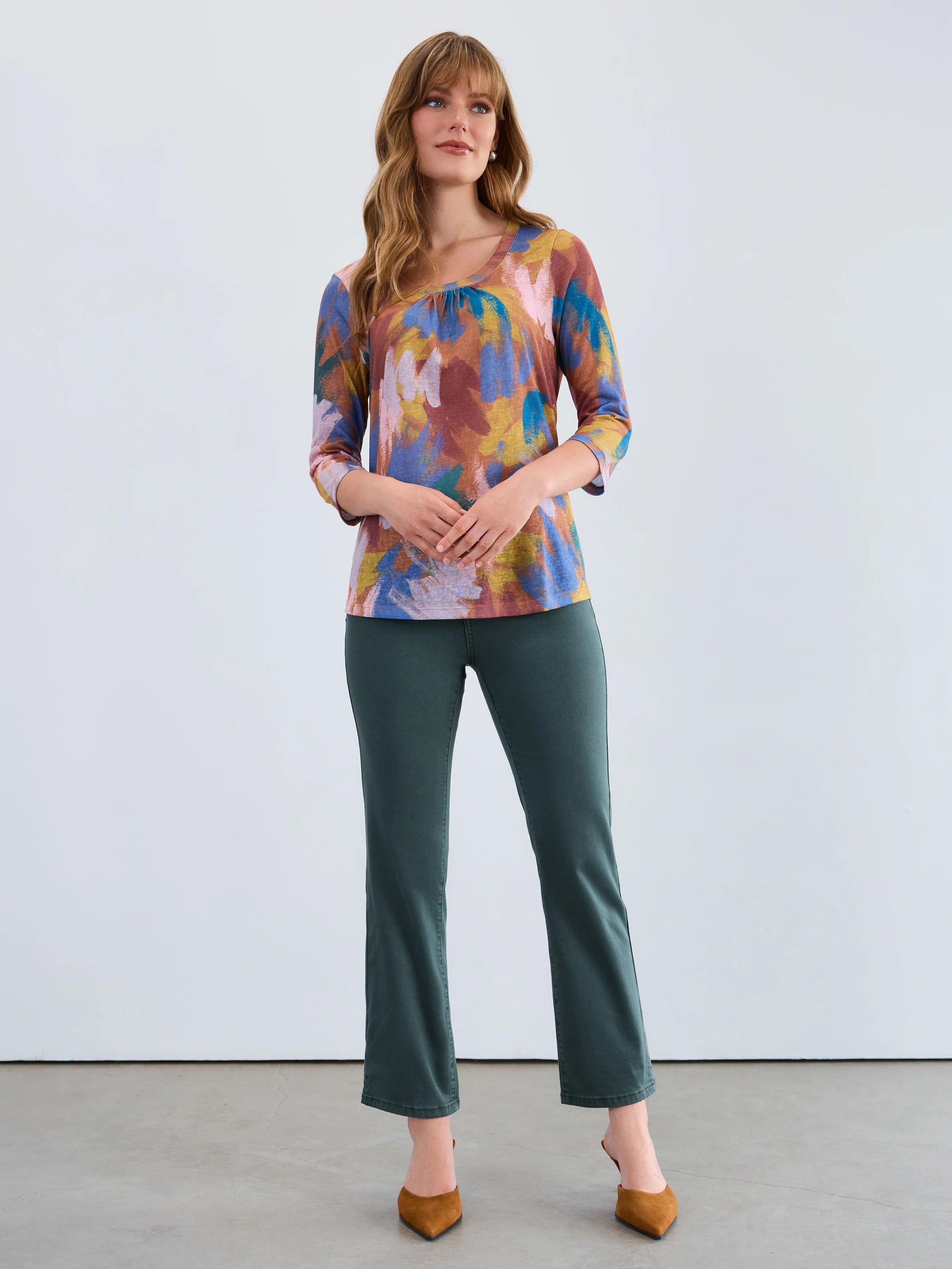 FDJ 3/4 Sleeve Scoop Neck Top