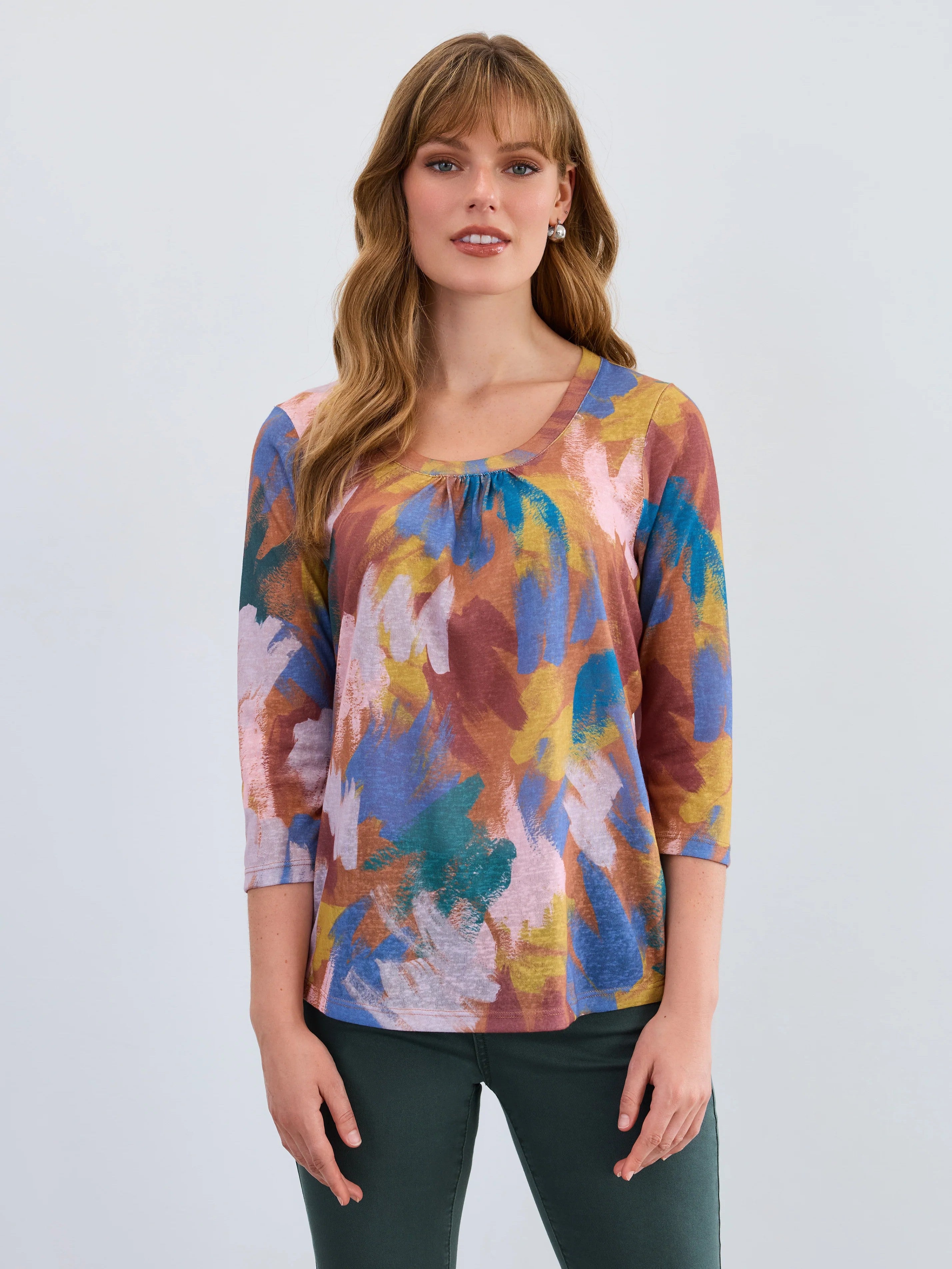 FDJ 3/4 Sleeve Scoop Neck Top