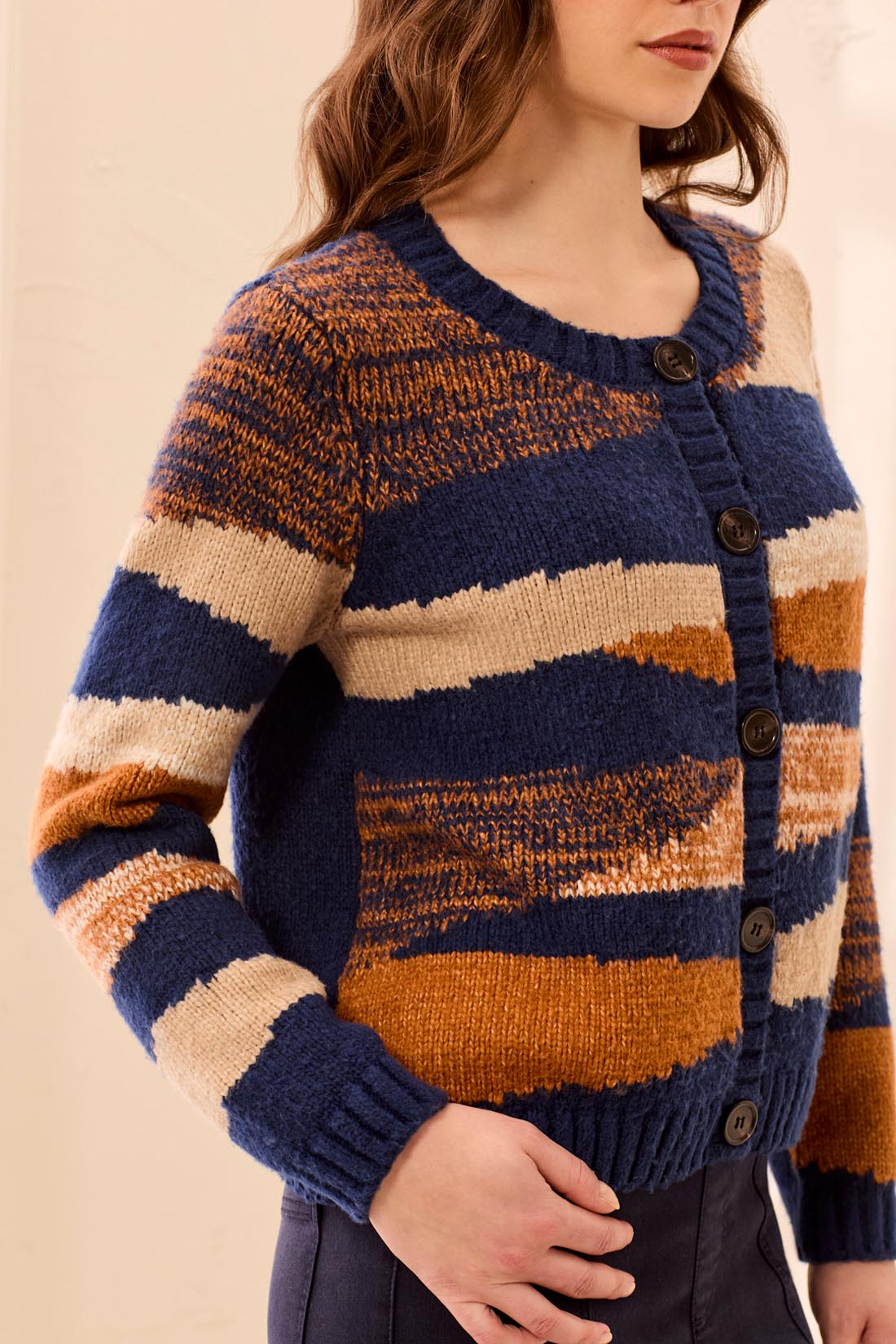 Tribal Soho Good Waves Crew Neck Cardigan