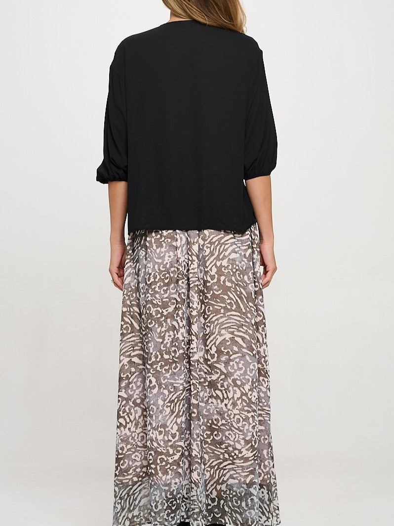 Sheer Neck Scarf Blouse